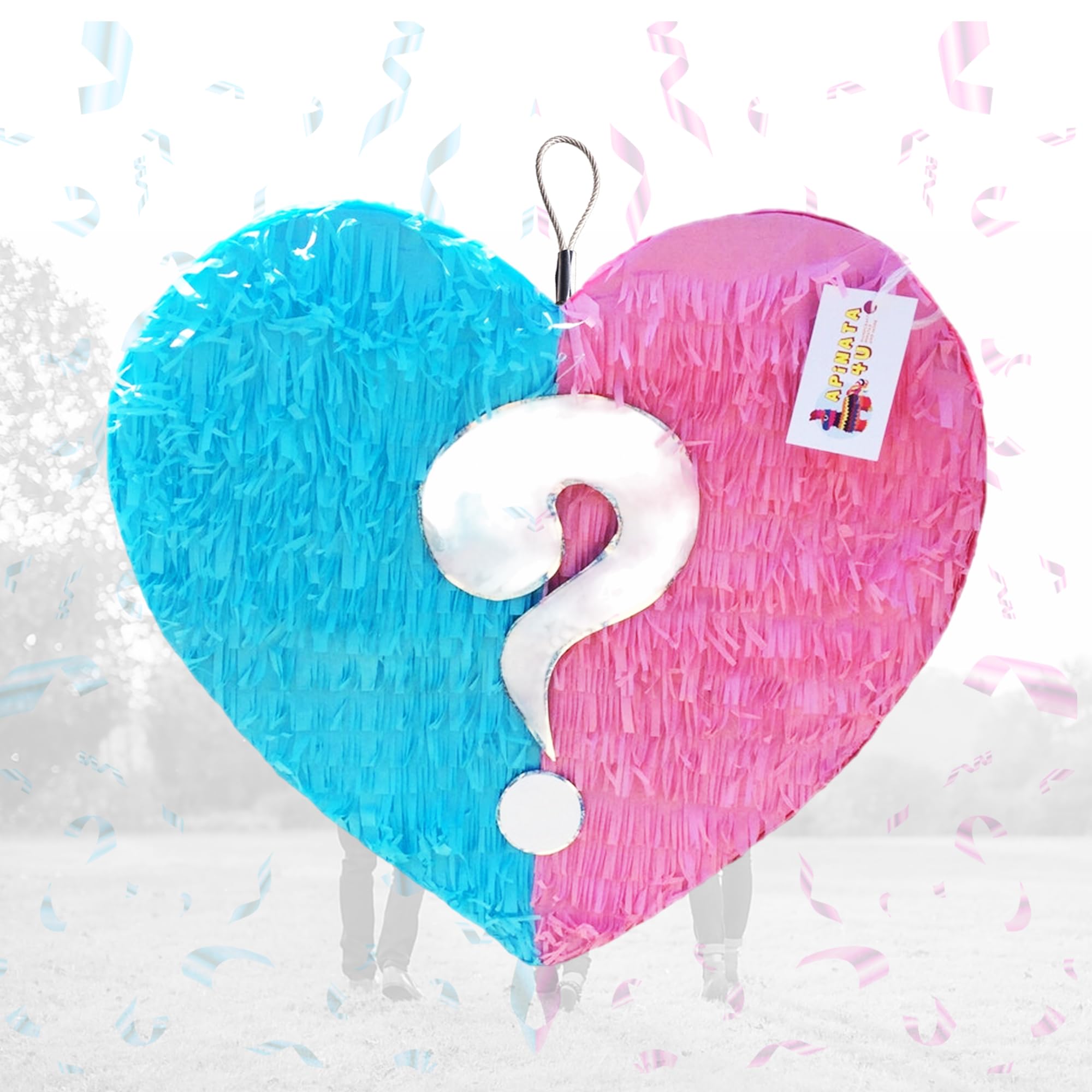 Ballon Unique- Question Mark Pinata | 1 Pc Piu00f1ata Point D'interrogation Pour Ru00e9vu00e9ler Le Sexe | 1 Piu00e8ce, 76092, Rose/Bleu Gender Reveal