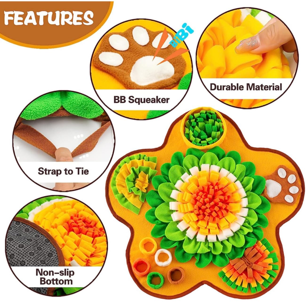 Snuffle Mat for Dogs TAIYUNWEI Pet Slow Feeding Mat, Interactive Pet Foraging Mat for Smell Training Stress Relief - Image 3