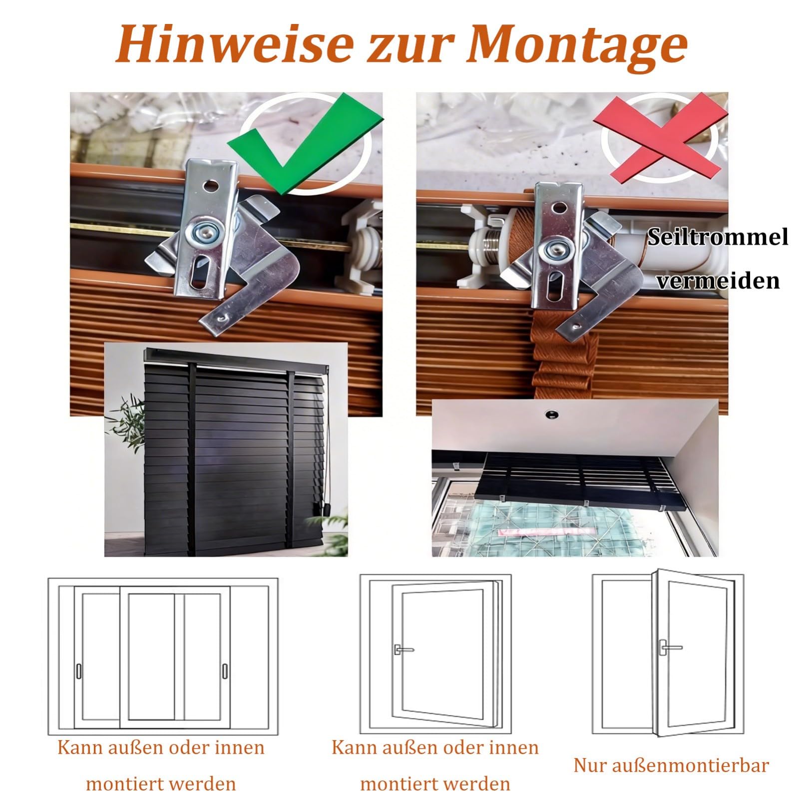 Jalousien B75 x H80 cm, 50mm Lamellen, Zugkordel, Breites Stoffband, Massivholz, Mehrere Größen Verfügbar, Braun, Geeignet für Zuhause & Büro