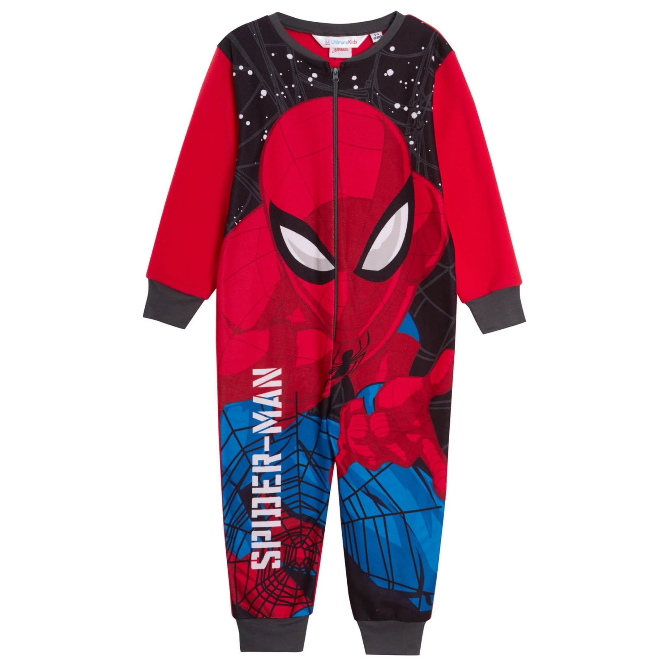 Marvel Le Pyjama Officiel Spiderman pour garçons, en Polaire, Tout-en-Un, Pyjamas pour Enfants, PJs, avec Fermeture éclair, vêtements de détente
