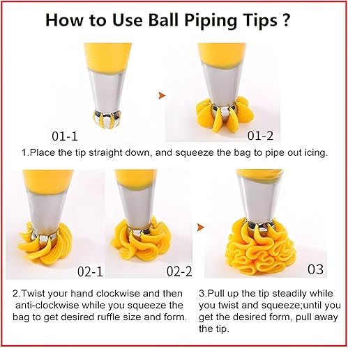 Miniatura 5 de Juego de 166 puntas de tubería rusas, con 30 puntas rusas numeradas, 24 puntas de glaseado numeradas, tabla de patrones, 1 punta de bola, 2 puntas