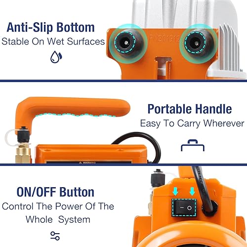 Miniatura 5 de BACOENG Bomba de vacío de 3.6CFM, bomba de vacío HVAC de paleta rotativa de una etapa de 110 V para R134a R22 R410a AUTO AC Recarga de refrigerante,