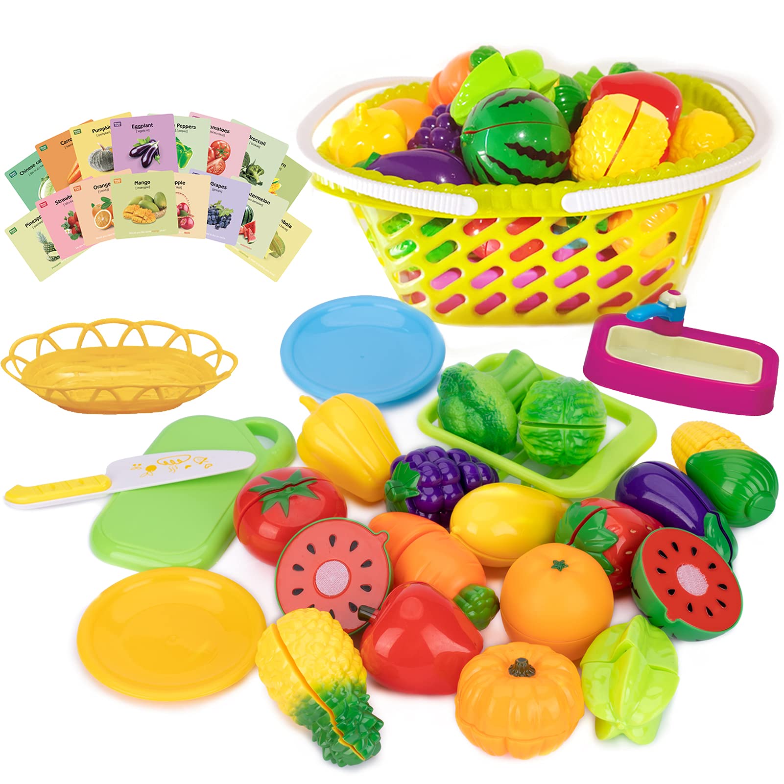 Buy Dayeto 56 PCS Toy Cutting Play Food Set, Kids Pretend Fruit