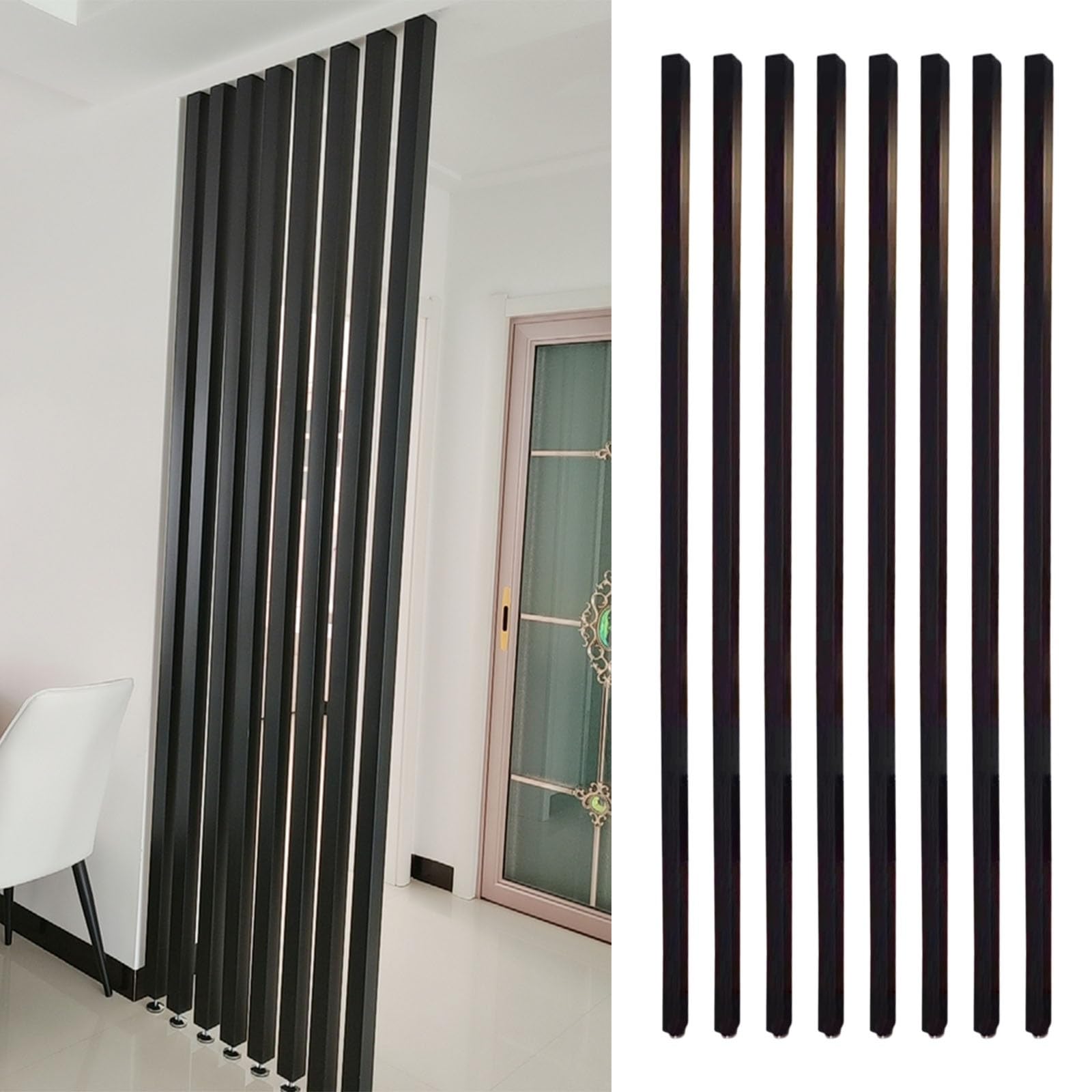 Colonne de séparation murale bois noir 75 cm pour claustra et entrée sur mesure