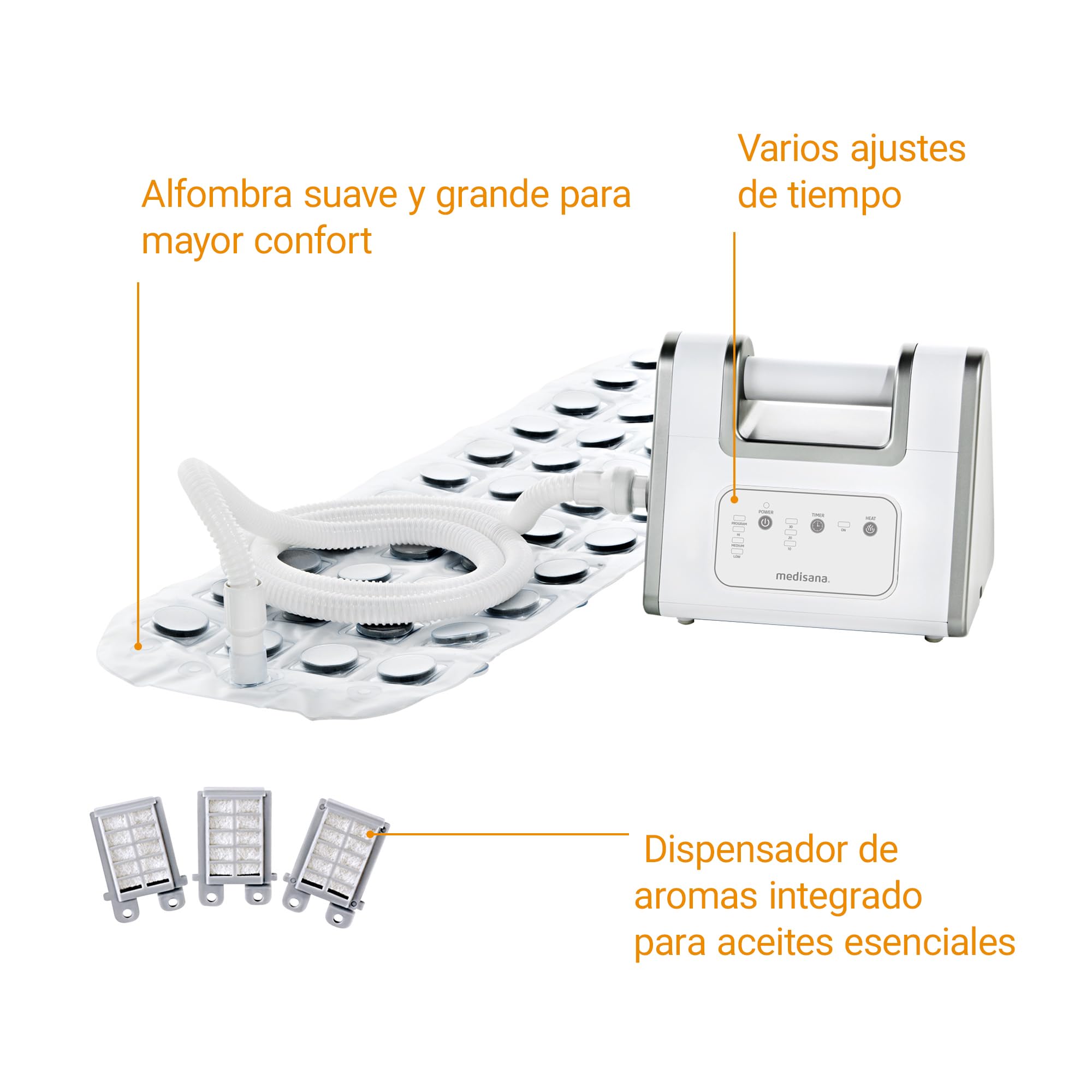 medisana BBS Masajeador de burbujas, Bañera con alfombrilla de burbujas, Alfombrilla de hidromasaje, Incl. Dispensador de aromas, 3 niveles de intensidad, Función temporizador, Spa para el hogar