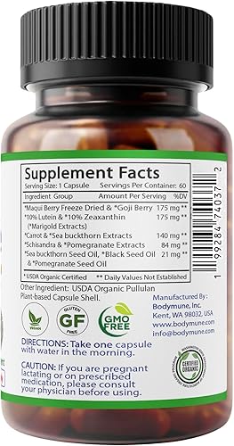 Miniatura 3 de Advanced EyeCare Eye Health Luteína zeaxantina, suministro para 60 días, con extractos de zanahoria Maqui Goji, granada, espino cerval de mar y más,