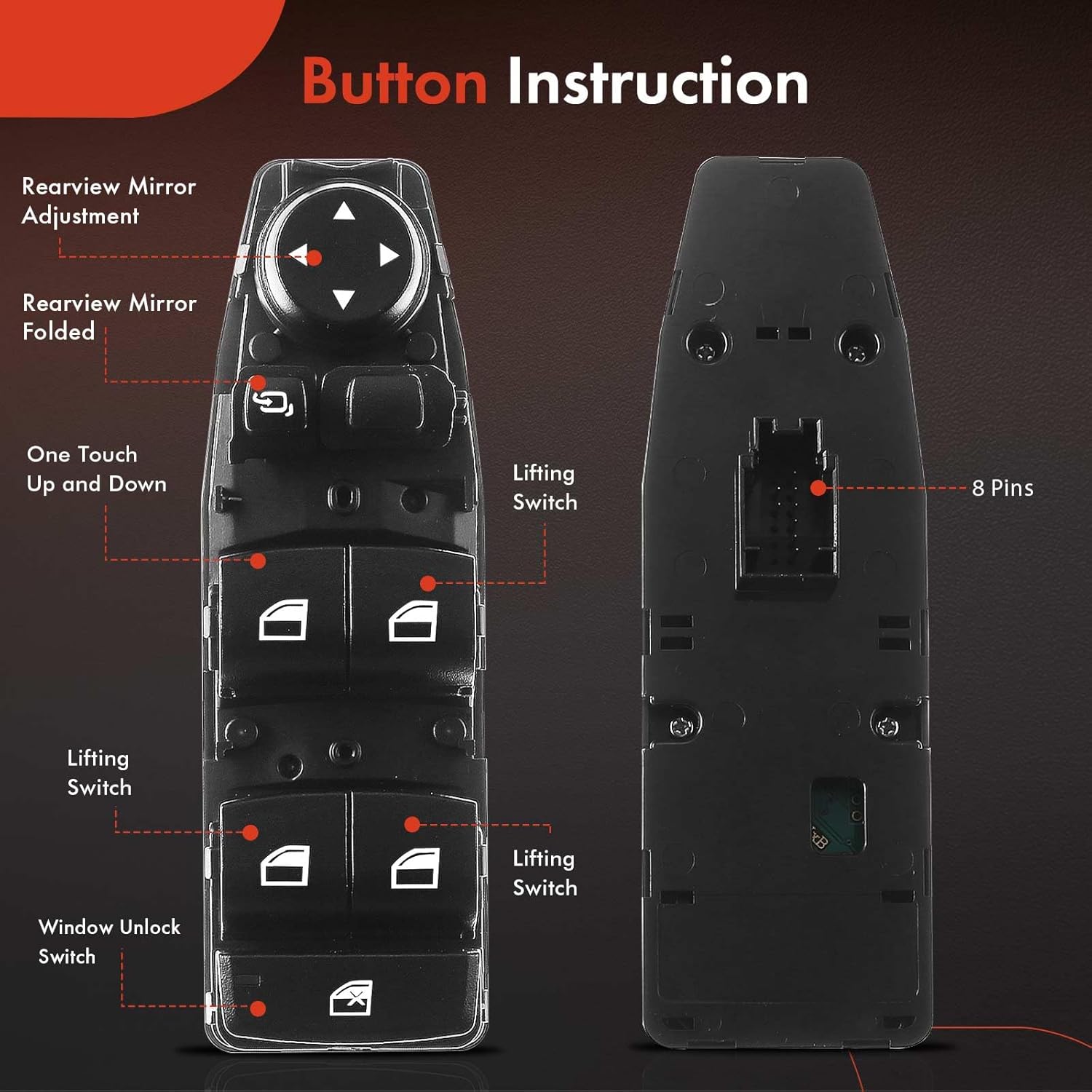 A-Premium Master Power Window Switch Compatible with BMW X1 2016-2018, X2 2018, X5 2015-2018, X6 2015-2018, 1.5L 2.0L 3.0L 4.4L, Sport Utility, Front Left Driver Side, Replace# 61319362116