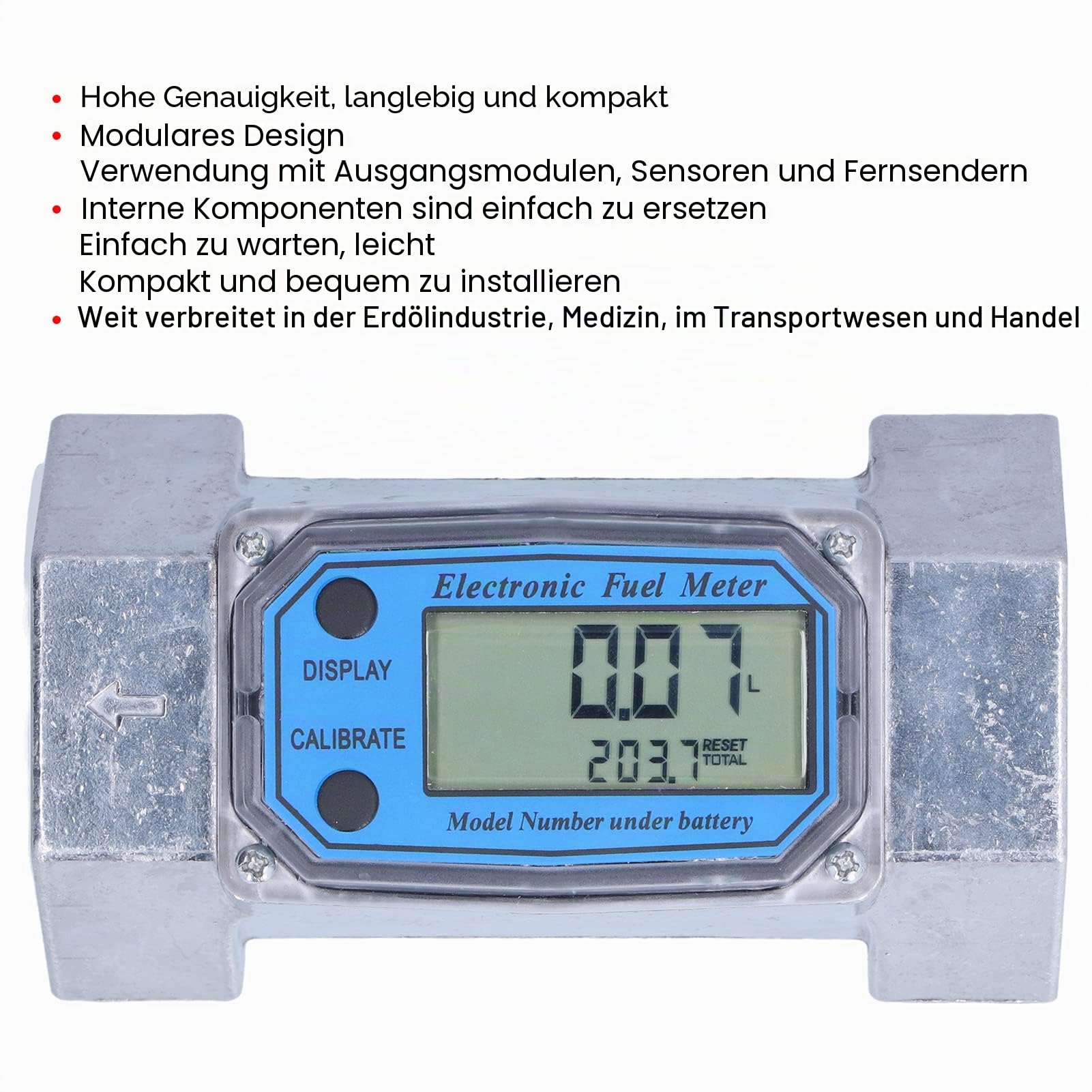 2-Zoll-Turbinen-Durchflussmesser, 35 Bis 200 l/Min. Elektronischer Digitaler Durchflussmesser für Kraftstoff, Flüssiges Wasser, Gasöl, 2,3 V-3,3 V LLW-50