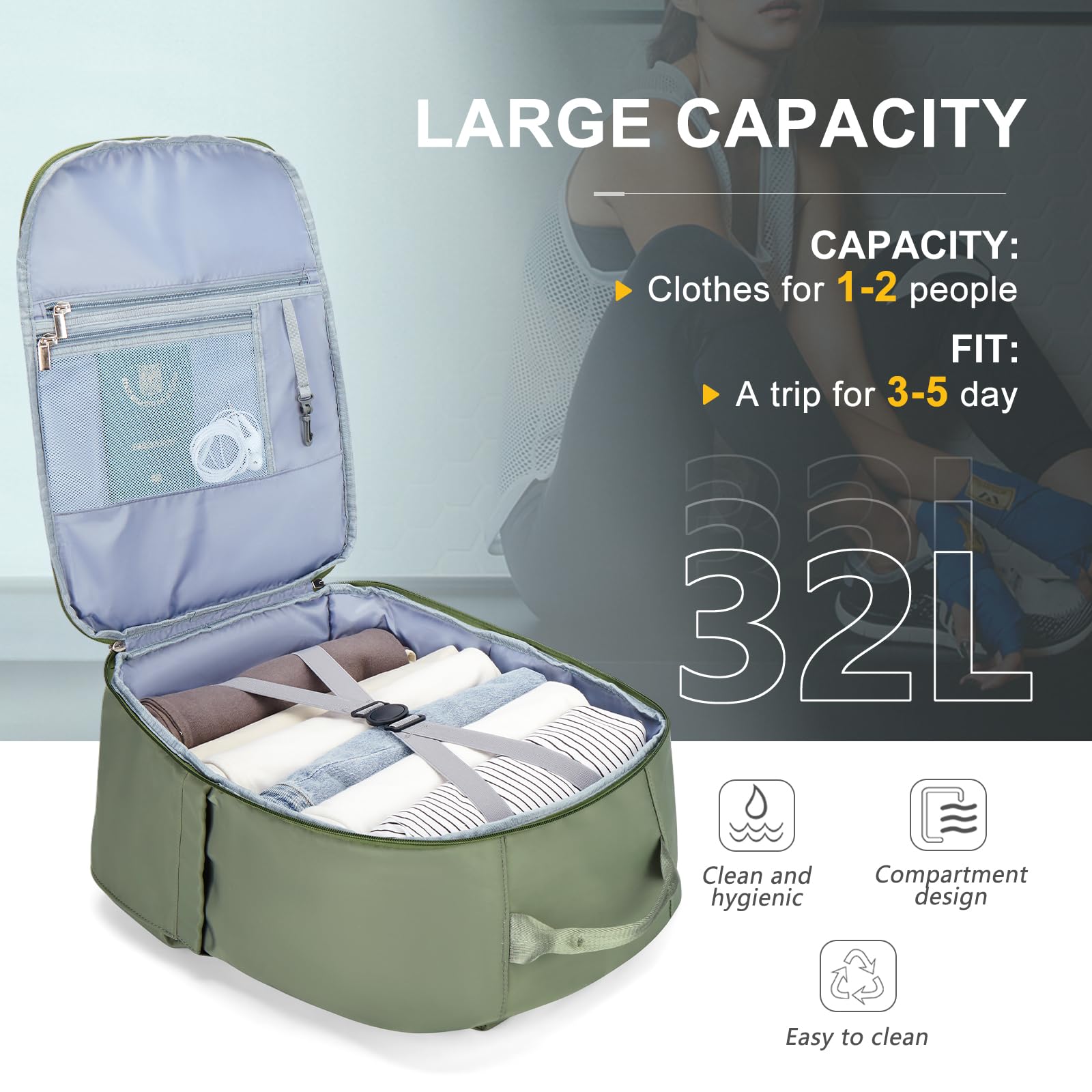 HPLQQ Zaino Bagaglio a Mano Borse da Cabina per Easyjet 45x36x20 Zaino Aereo Zaino da Viaggio donna, Borsa da Viaggio aereo Impermeabile 15.6 Pollici Zaino Casual Porta PC,M1-grigio Verde