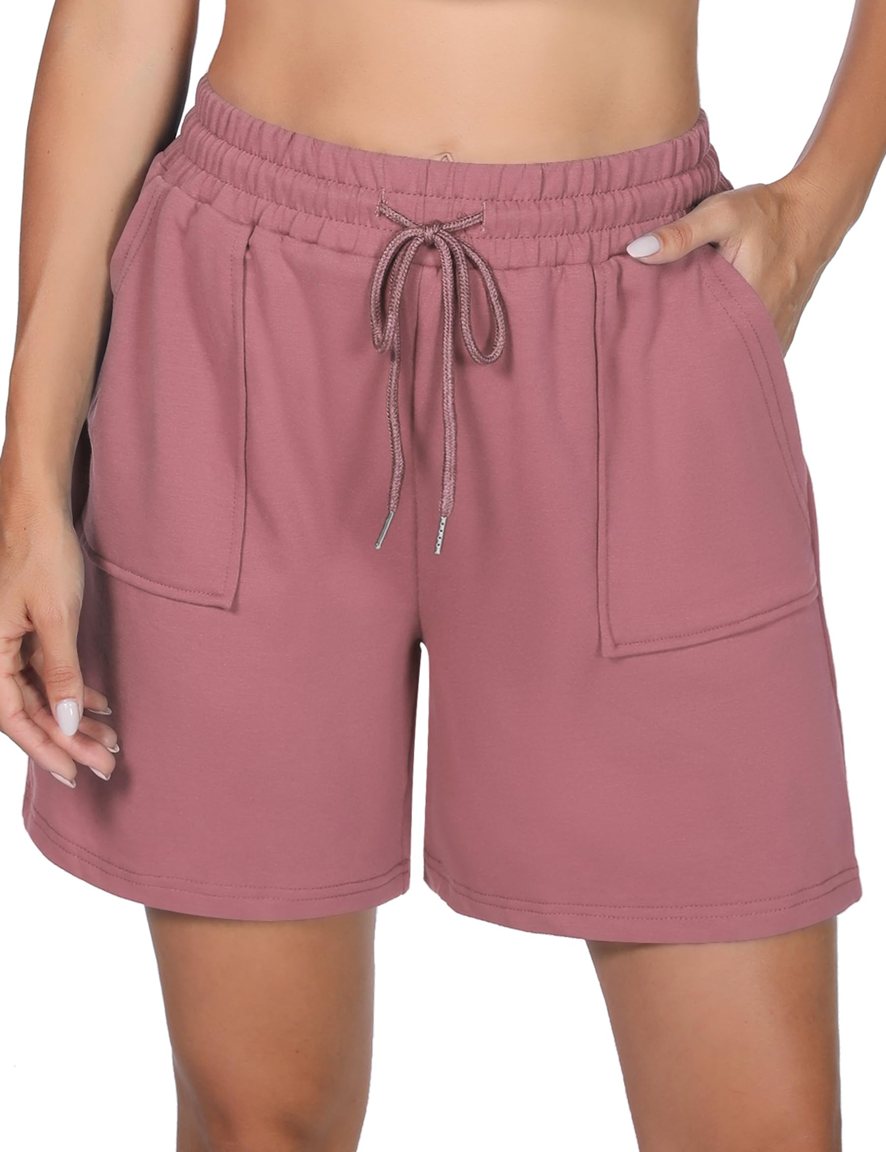 Uniexcosm Pantalón Deportivo Mujer Corto Pantalones Deporte Mujer Verano Casuales con Bolsillos Pantalones de Chándal con Cordón para El Hogar Fitness Jogging