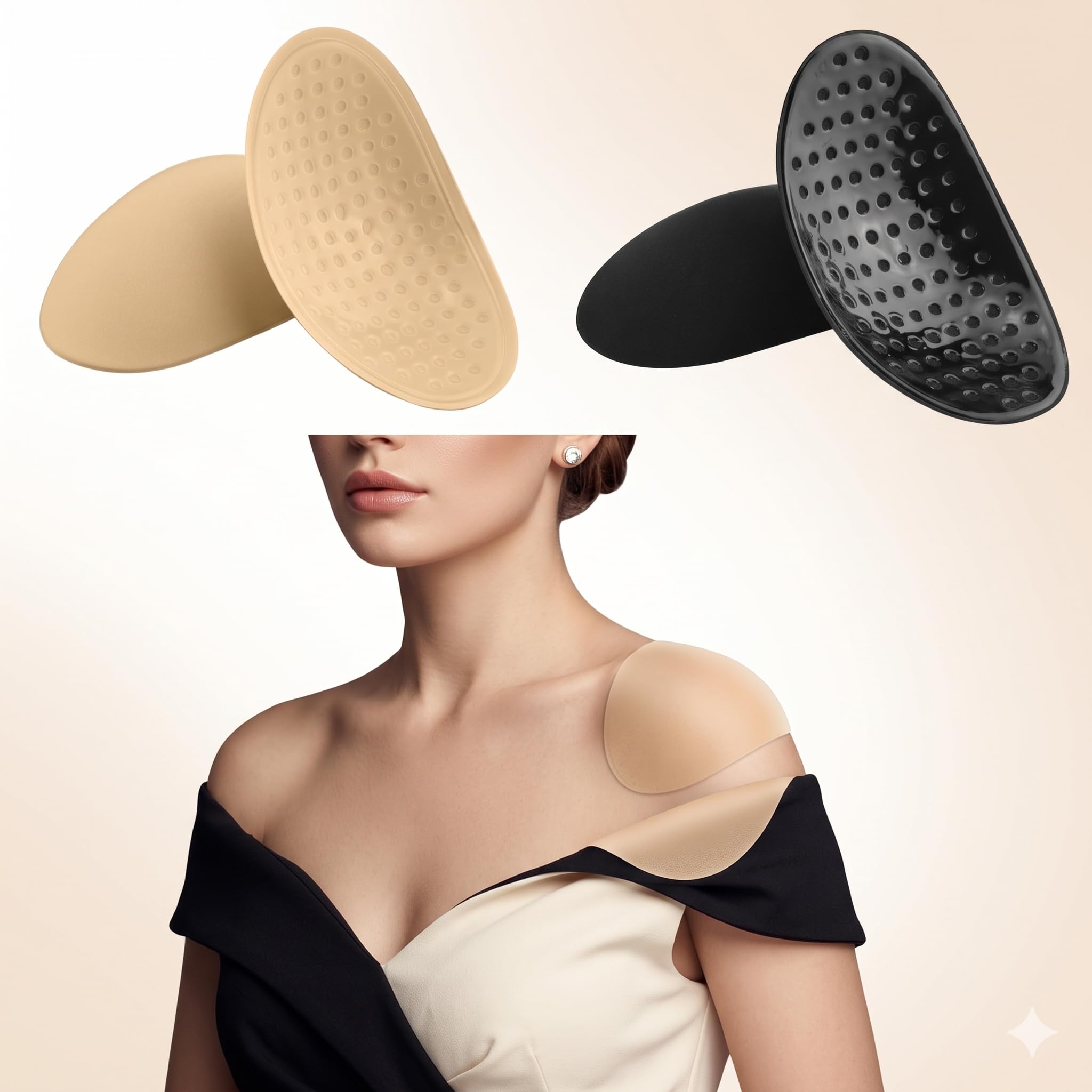 SARJUWALE Reusable Silicone Shoulder Pads for Women Clothing (2 Pairs Combo) | Self-Adhesive Soft Invisible Shoulder Enhancer Cushions | Anti-Slip Shoulder Push-Up Pads for Blazers, Dresses & Kurtis-image-44