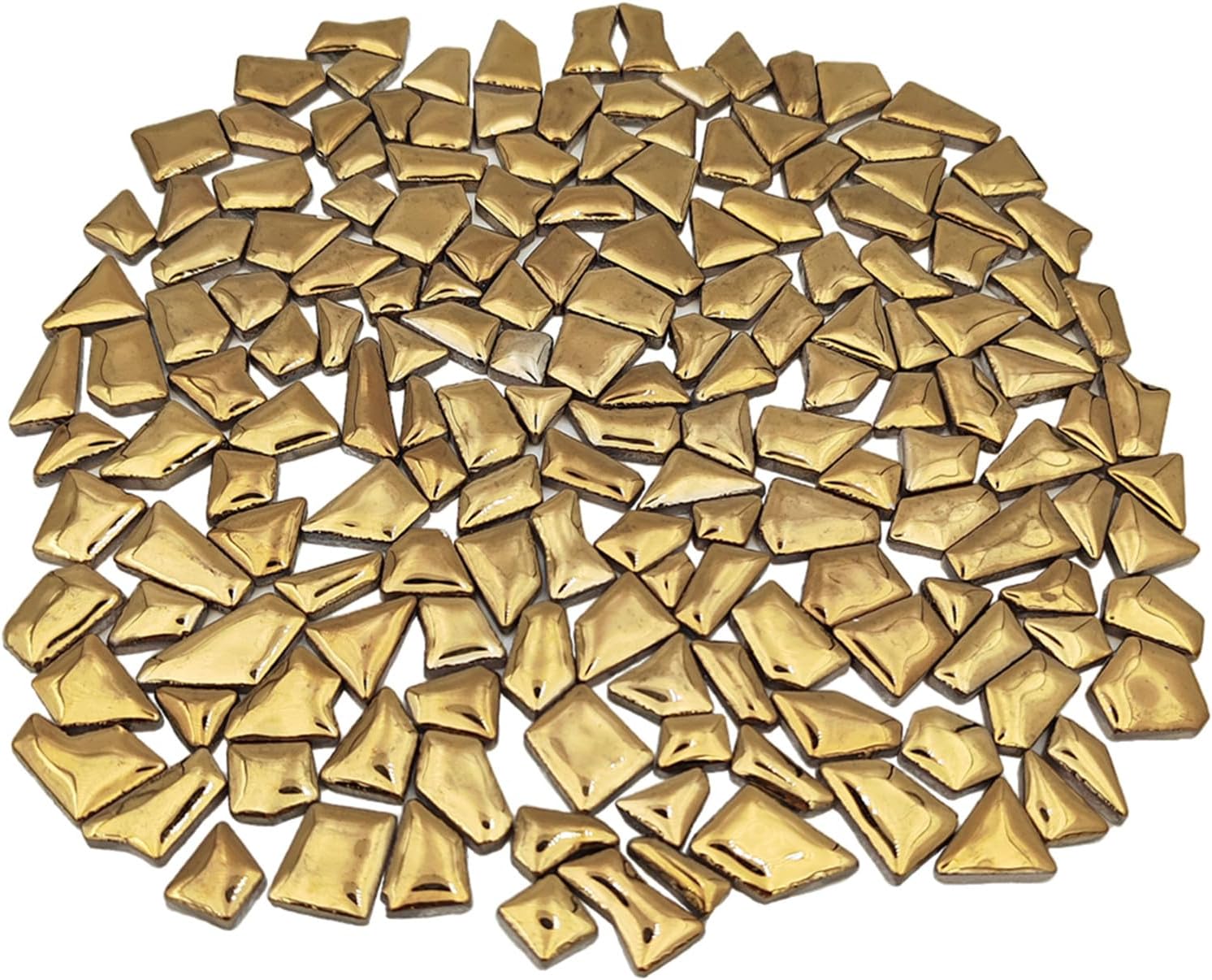 200g Ceramic Mosaic Tiles for Crafts,Irregular Stained Ceramic 0.2"x0.8" Porcelain Mosaic Tiles for Home Decoration (Gold)