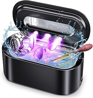 Ultrasonic Jewelry Cleaner, 48Khz 12oz Professional Jewelry Cleaner Ultrasonic Machine with Digital Timer, 30W Portable Ultrasonic Cleaner for Eyeglasses, Necklaces, Rings, Watches, Dentures