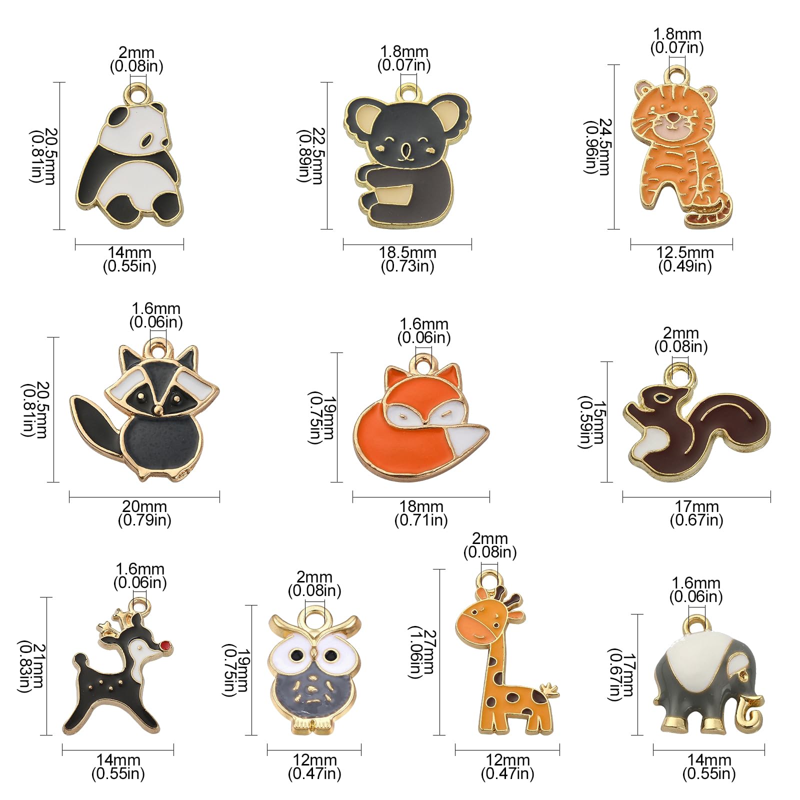 Stiesy 50Pcs 10 Styles Enamel Animal Charms Pendants Cute Panda Koala Charm Fox Owl Tiger Giraffe Dangle Charms for DIY Crafts Bracelet Jewelry Making - Image 2