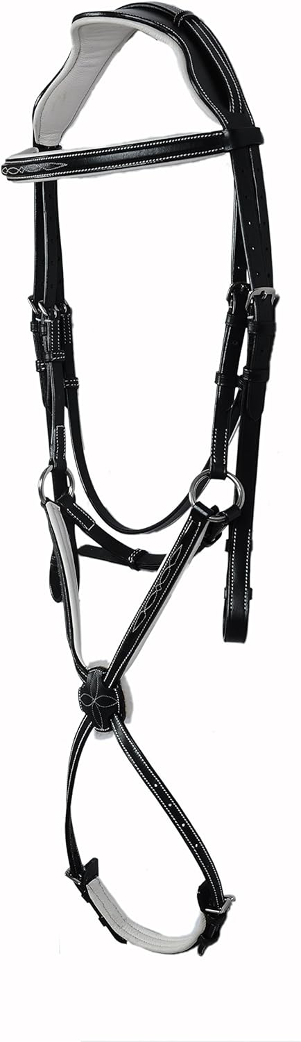 Designer Crown Figure 8 Fur Noseband Horse Leather Mexican Bridles White Padding