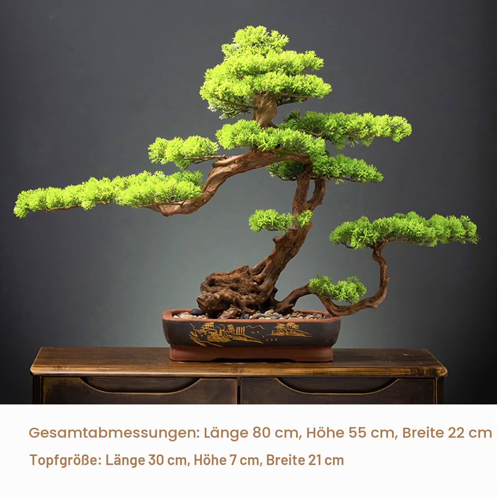 Kunstbonsai Künstlicher Große künstliche Pflanzen for den Innenbereich, gefälschter Bonsai-Baum, gefälschter Baum, Topfpflanze, künstliche Blume, grüne Pflanze for Bauernhaus, rustikales Zuhause, Raum