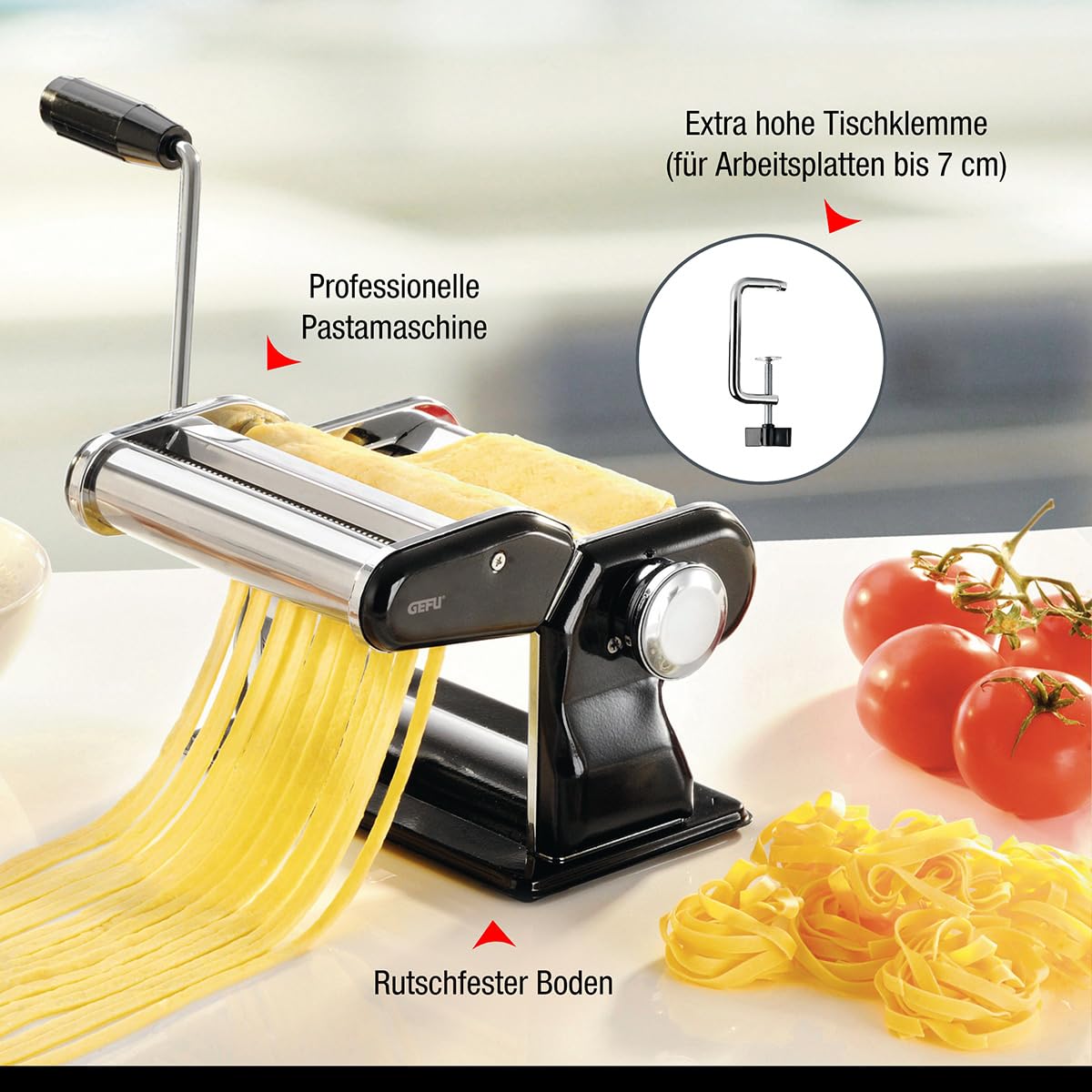 GEFU Nudelmaschine Pasta PERFETTA Nero - Pastamaschine für Lasagne & Pasta
