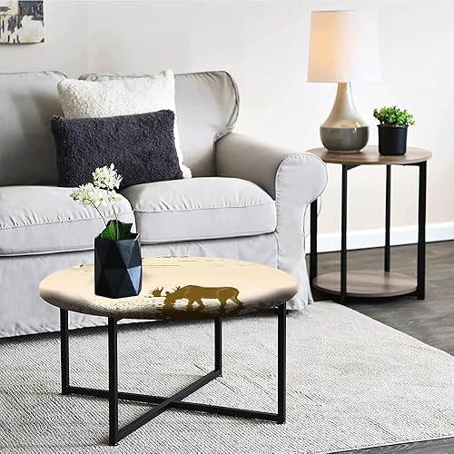 Miniatura 5 de Mantel de cierre de borde redondo, mantel con bordes elásticos de animales, agua potable de alce en el bosque del río del lago, se adapta a mesas