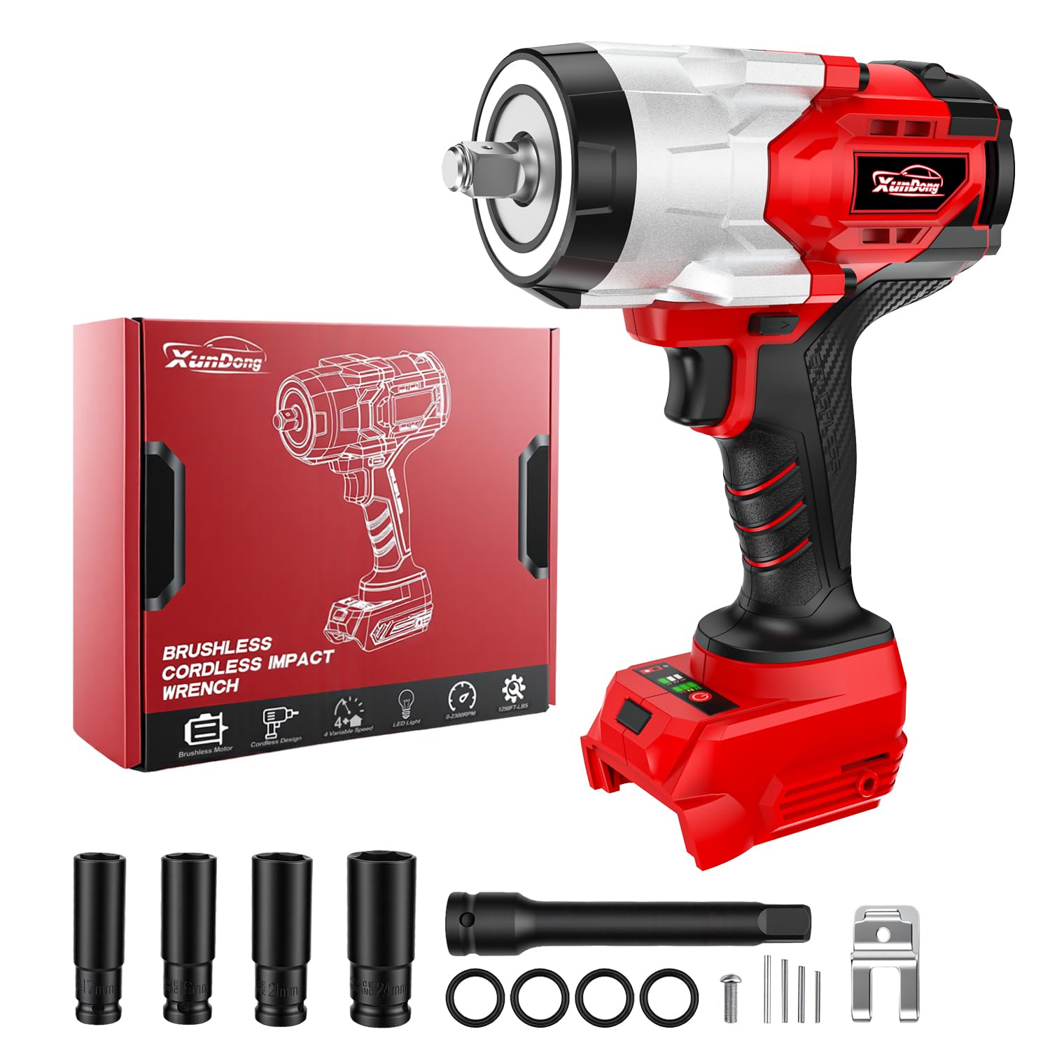 Cordless 1/2" Impact Wrench Compatibe with Milwaukee 18V Battery, 1250Ft-lbs(1700N.M) Hig…