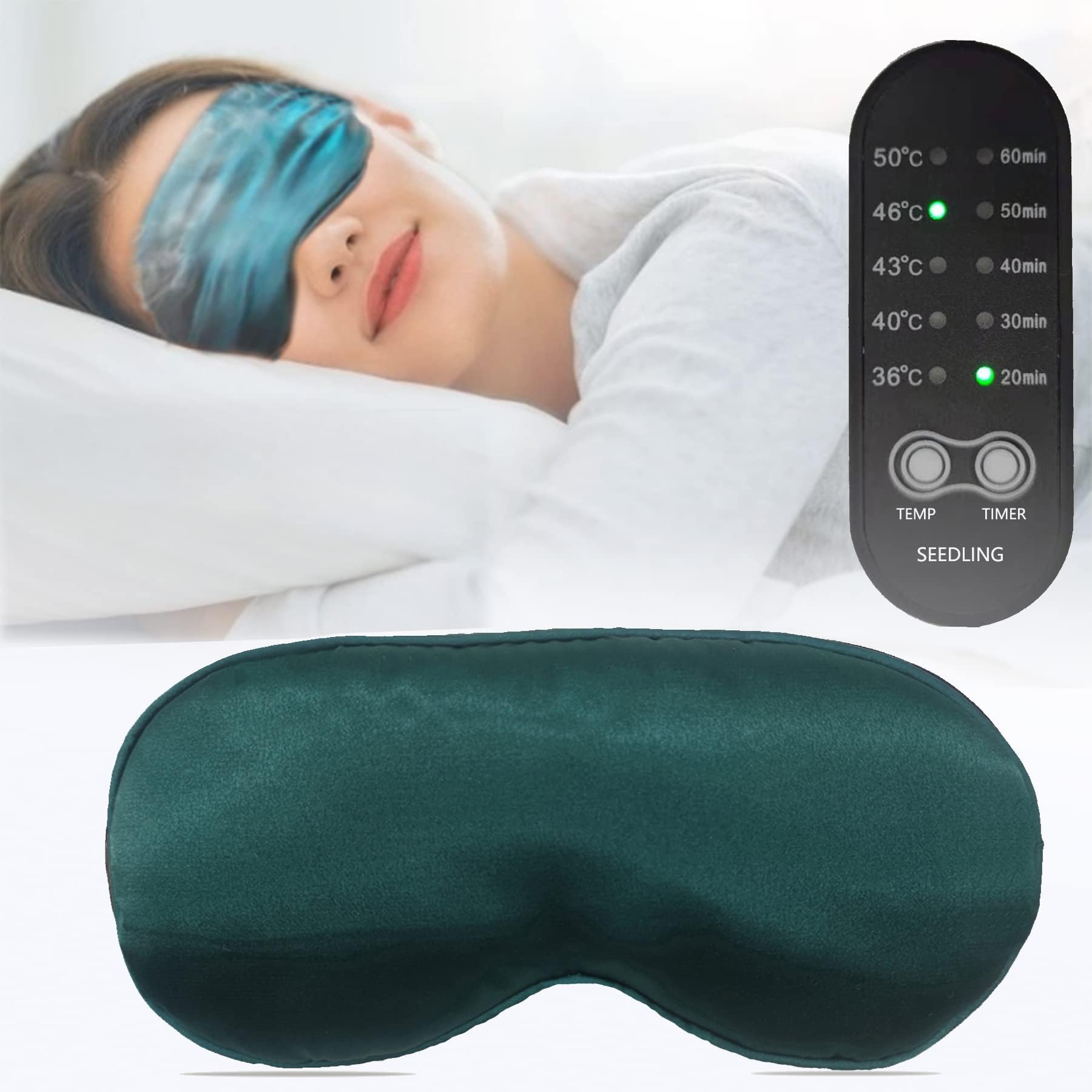 seedling Heated Eye Mask for Dry Eyes, Eye Compress Moist Heat, Herbal Essence Wet Hot Compress, Relieve Blepharitis, Stye, MGD, Dark Circles (Light Green)