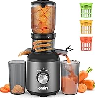 Vista 9 de Máquinas de exprimir Ganiza, exprimidor de prensa fría con gran canal de alimentación para frutas y verduras enteras, exprimidores de masticación