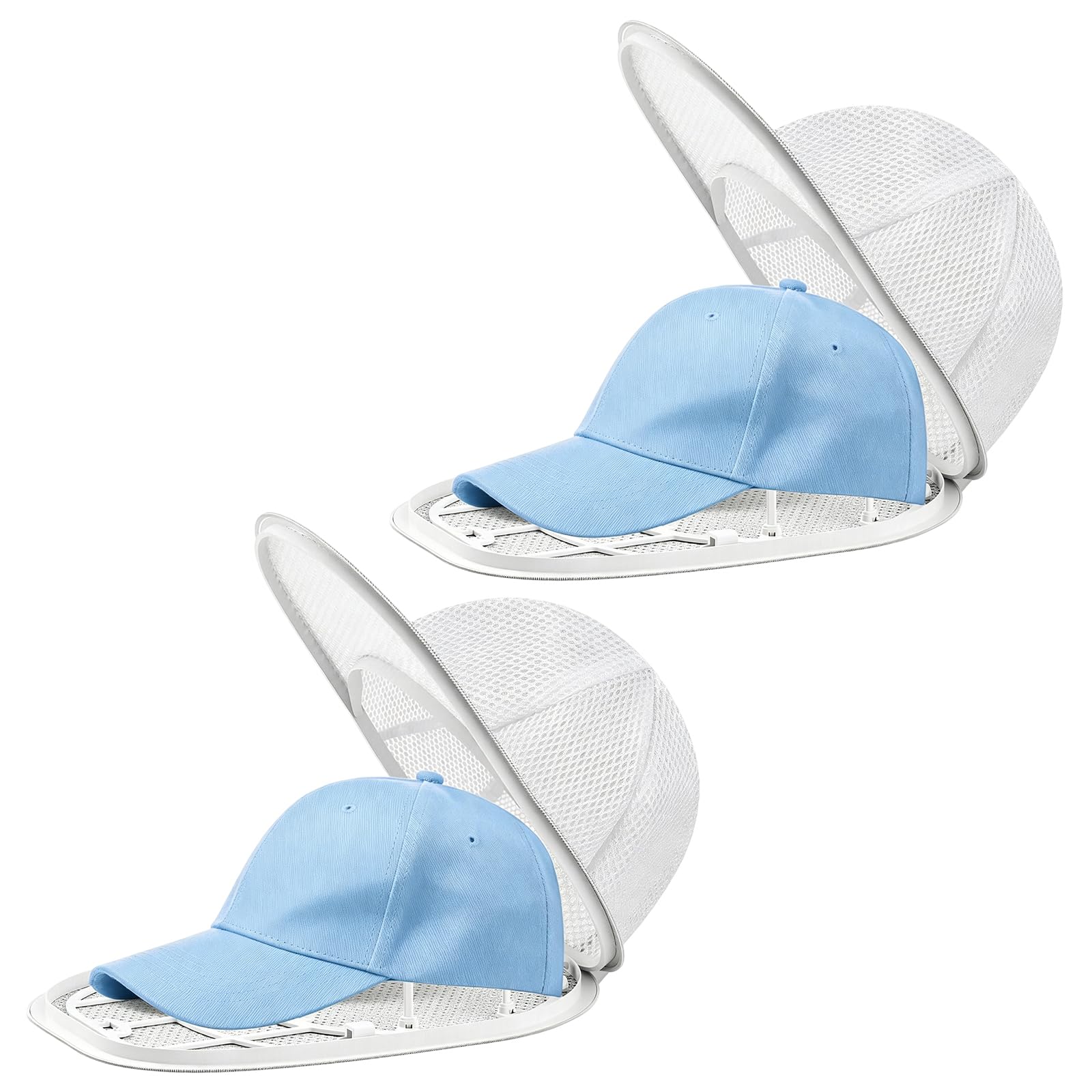PRVCFZ 2 Pack Foldable Cap Washer for Baseball Caps, Baseball Cap Washing Cage, Cap Shape Preservation System for Collectors and Travelers, Cap Washing Machine Mold with Frame