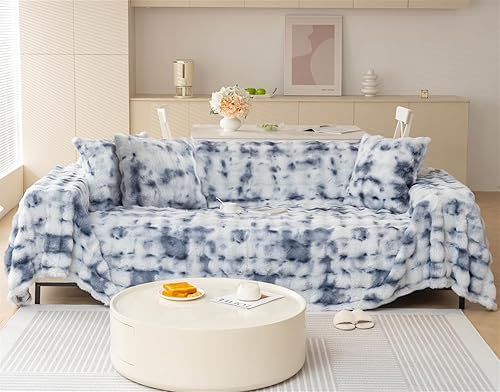 Funda de sofá suave y gruesa de piel sintética lavable de una pieza, funda de cojín de felpa gruesa de conejo para invierno, funda protectora para