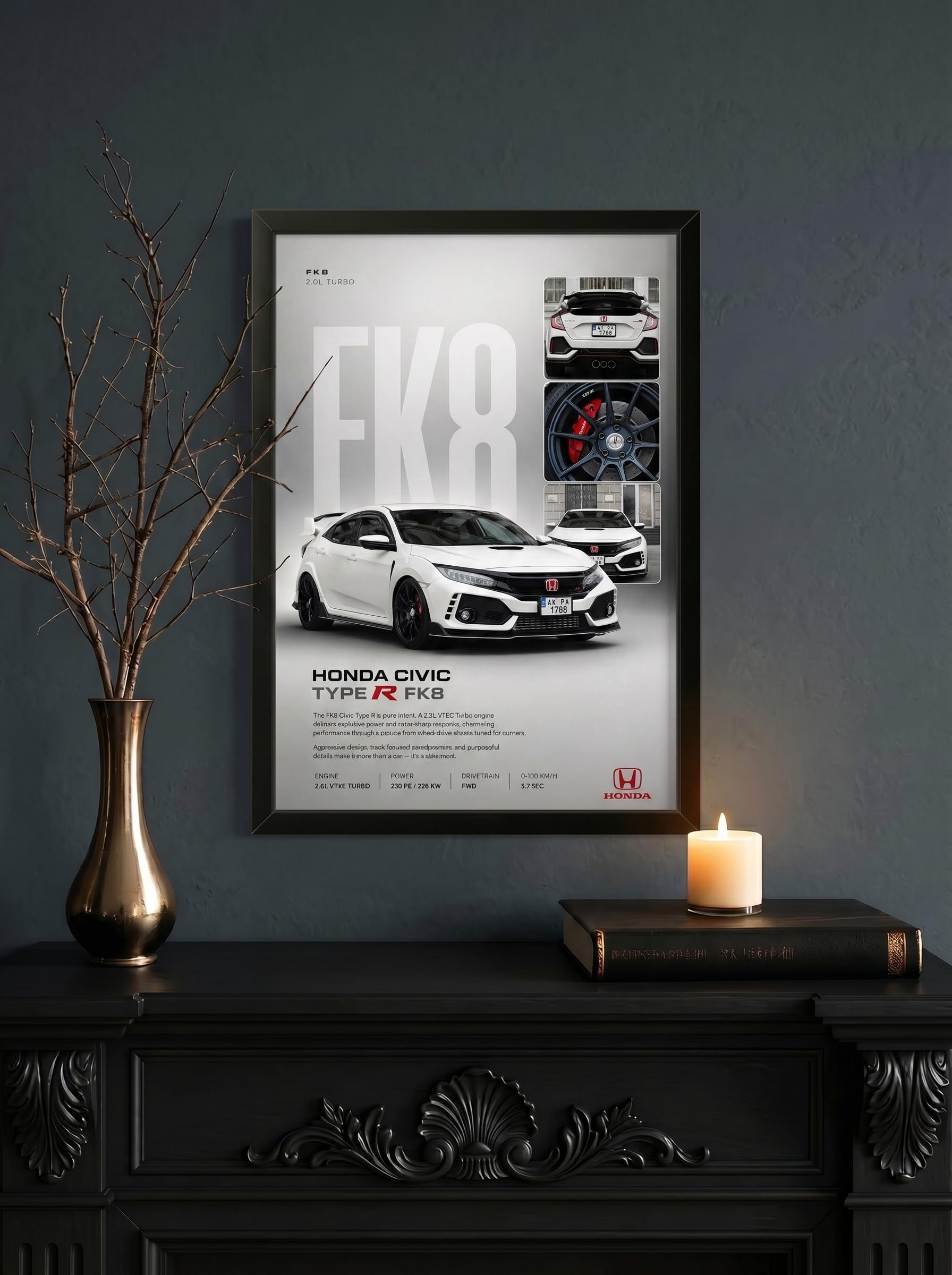 POSTERY• Honda Civic Type R CarFramed Posters Gift Items Boys Room