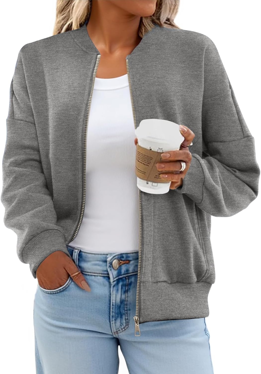 GEMLON Sweatshirt for Women Crewneck Long Sleeve Loose Fleece Sweatshirts Jackets 2026 Fall Fashion Outfits with Pockets - Image 2