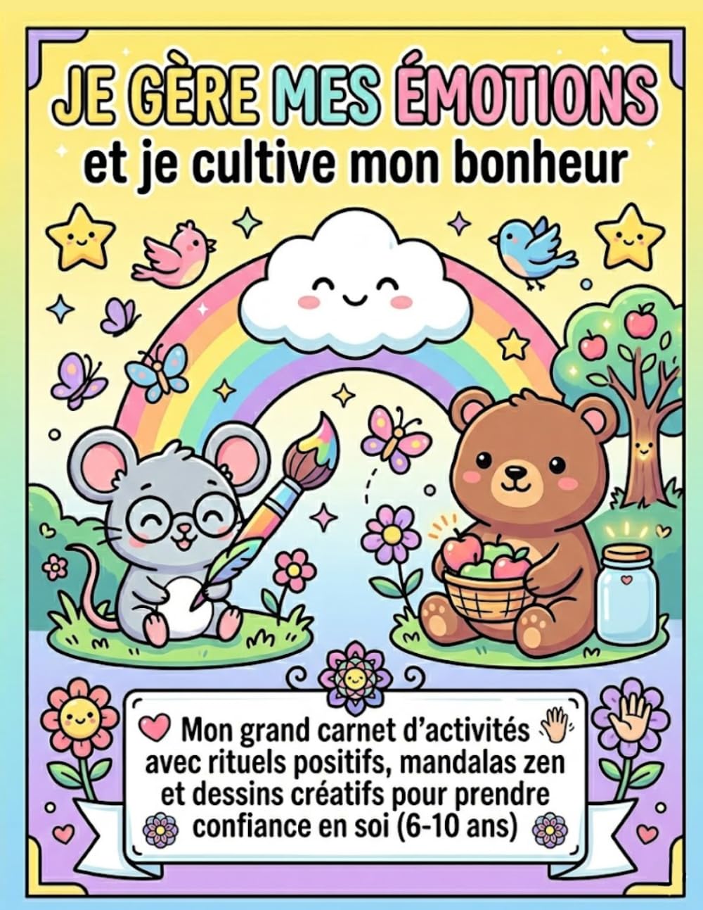 Je gère mes émotions et je cultive mon bonheur: Mon grand carnet d'activités avec rituels positifs, mandalas zen et dessins créatifs pour prendre confiance en soi (6-10 ans)