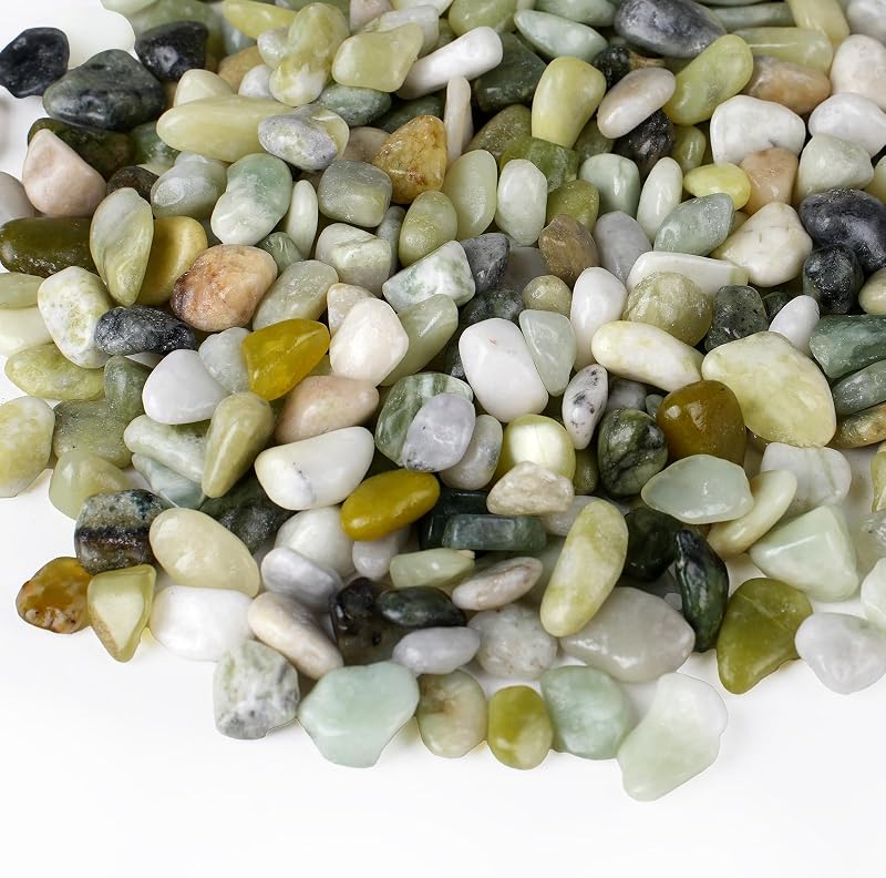 10 lbs Jade Pebbles for Indoor Plants, 3/8" Plant Rocks for Pots Indoor, Decorative Small Stones for Plants, Bamboo,Vase, Succulent, Highly Polished Small River Rocks
