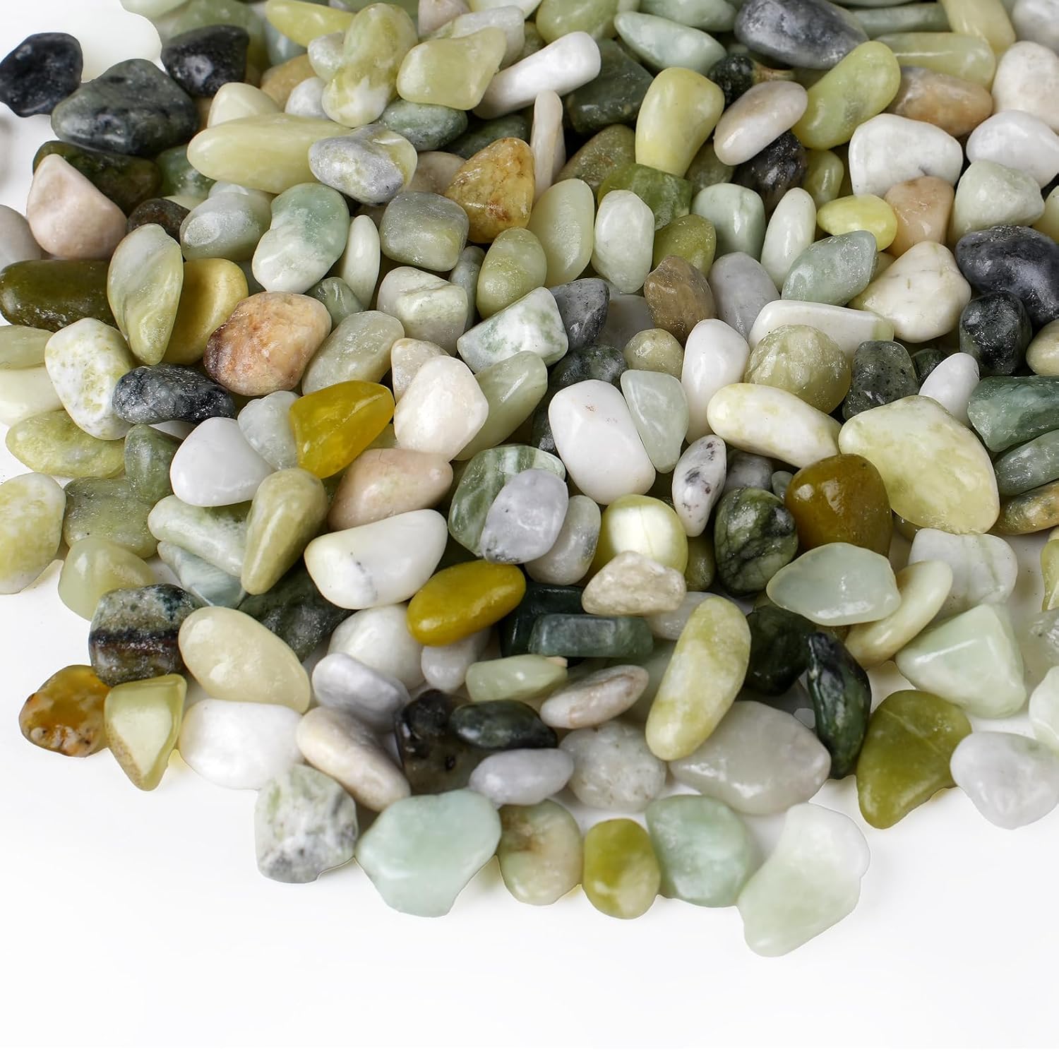 10 lbs Jade Pebbles for Indoor Plants, 3/8" Plant Rocks for Pots Indoor, Decorative Small Stones for Plants, Bamboo,Vase, Succulent, Highly Polished Small River Rocks