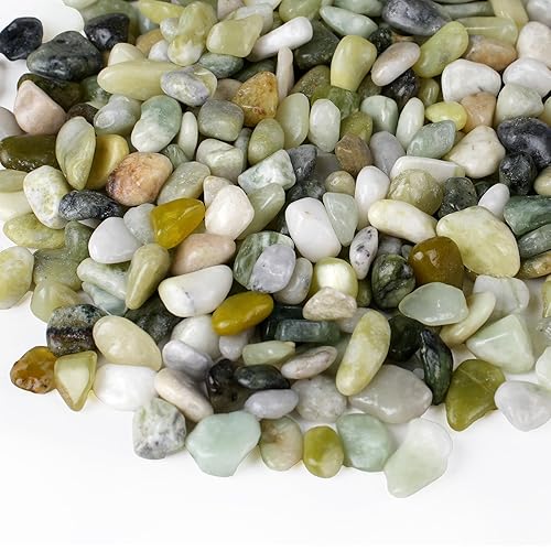 5 lbs Jade Pebbles for Indoor Plants, 3/8" Plant Rocks