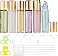 Qeuly 10ml Leakproof Roller Bottles - 6 Vibrant Colors Thick Glass Essential Oil Roll-Ons with Stainless Steel Balls & Filling Accessories