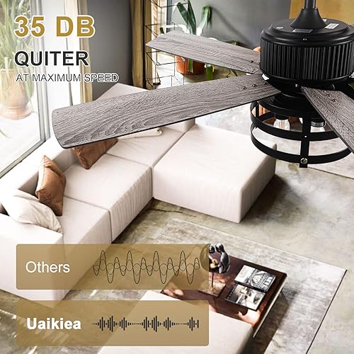 Miniatura 5 de Farmhouse Rustic Ceiling Fans with Lights, 52 Inch Outdoor Ceiling Fans with Light for Patios, Large Airflow Reversible Dual Finish Blades