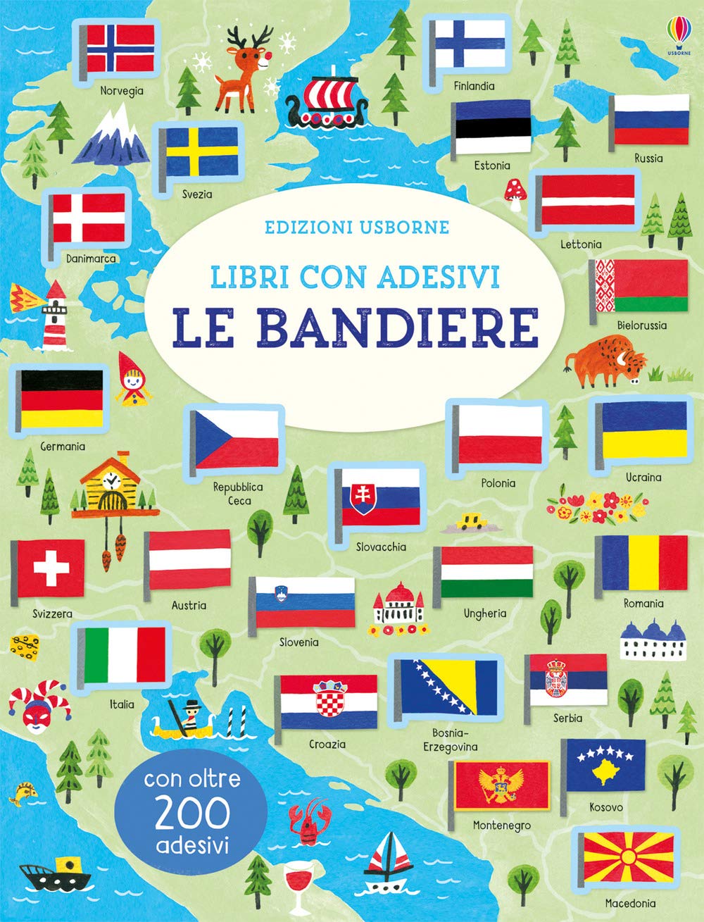 Libro Con Adesivi 'Le Bandiere Del Mondo' - Edizione A Colori Per Bambini Curiosi
