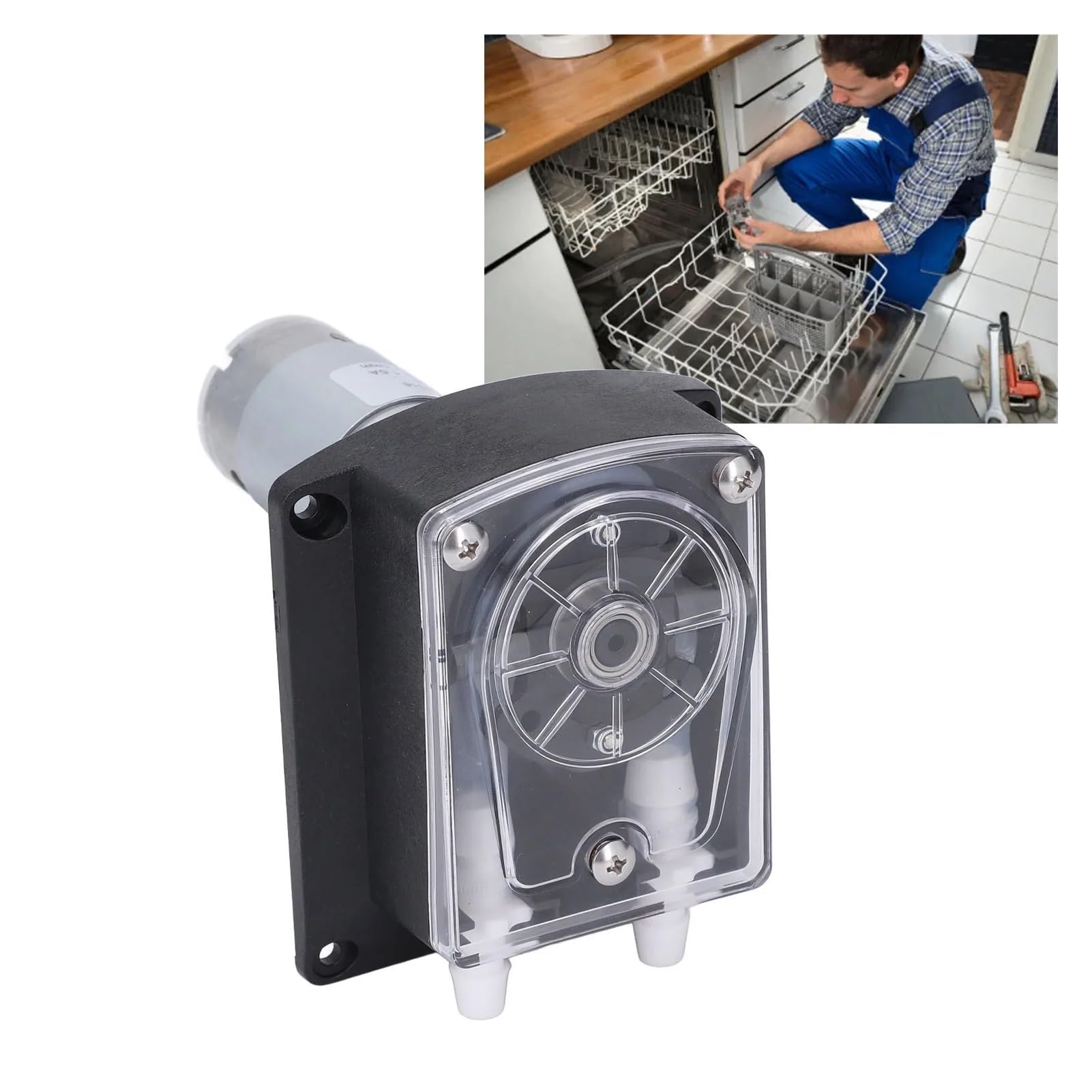 Industrielle Schlauchpumpe, Schlauchpumpe, Hochgeschwindigkeits-Peristaltik, 1500 Ml/min, Lebensmittelqualität, Doppelkopf-Industrieflüssigkeit,für Labor(24v)