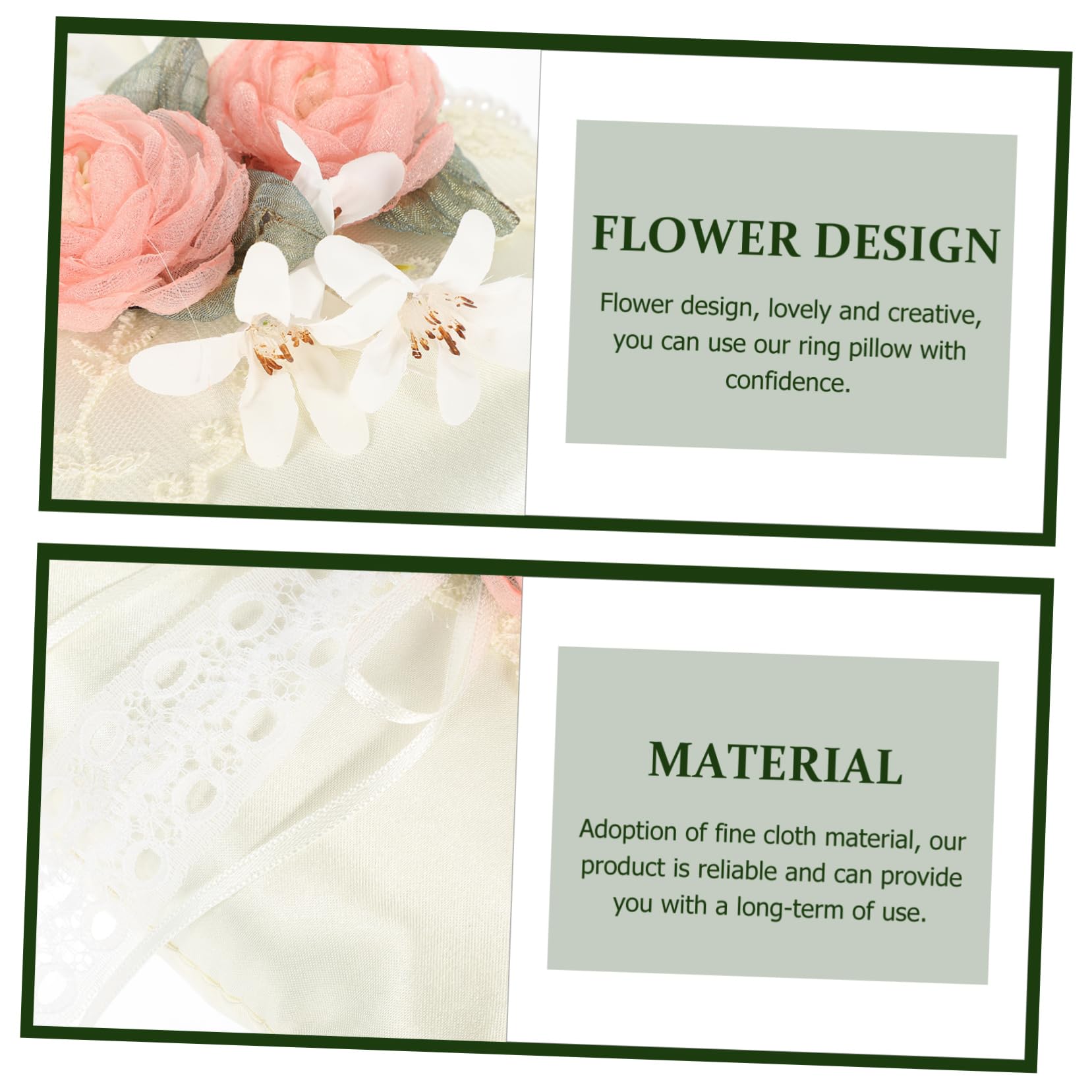 STOBAZA 5pezzi Cuscino Portafedi Elegante Per Matrimonio Bianco Con Fiori Decorativi Supporto Anello Fidanzamento Per Cerimonie Nuziali e Decorazioni Stile Romantico