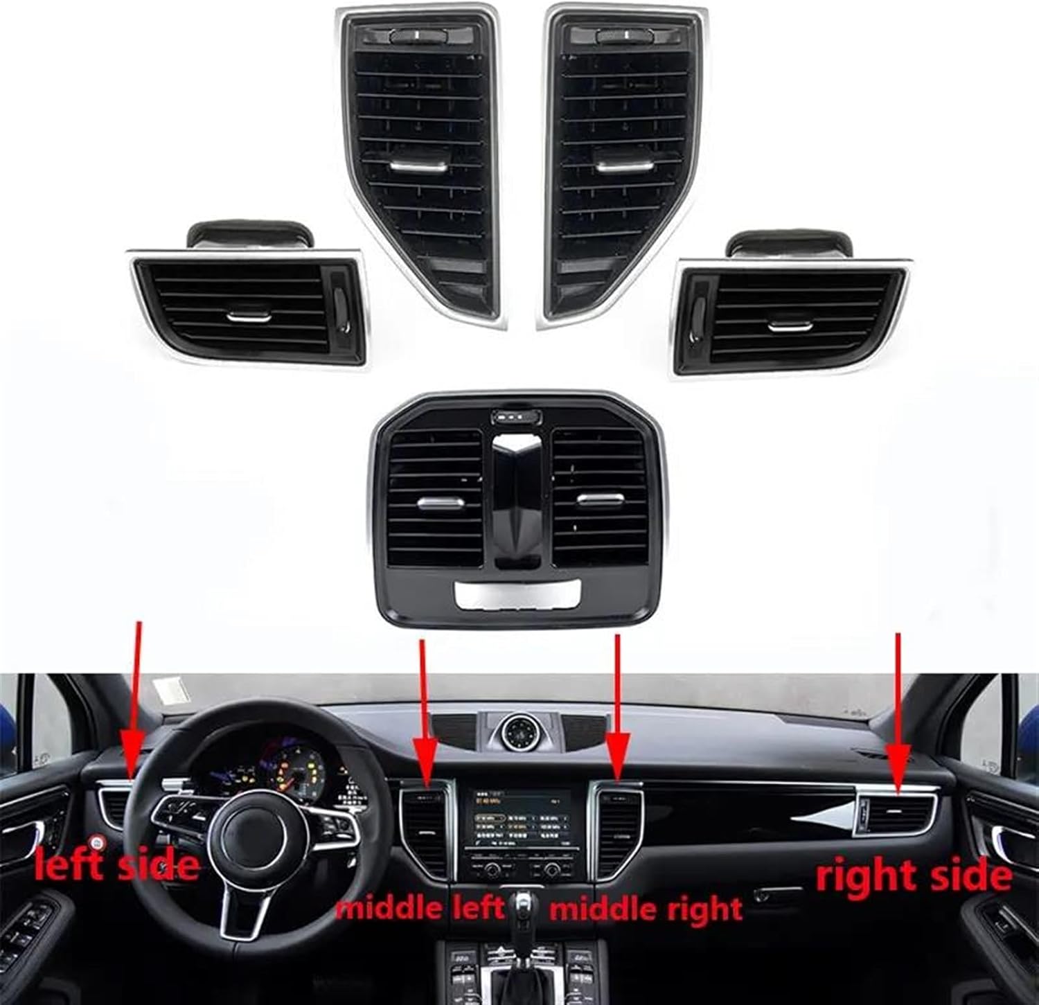 Car Vents Front Rear Conditioning Vents for Porsche Macan 2014-2017 Car Air Conditioner Outlet Assembly Car Parts(Rear)