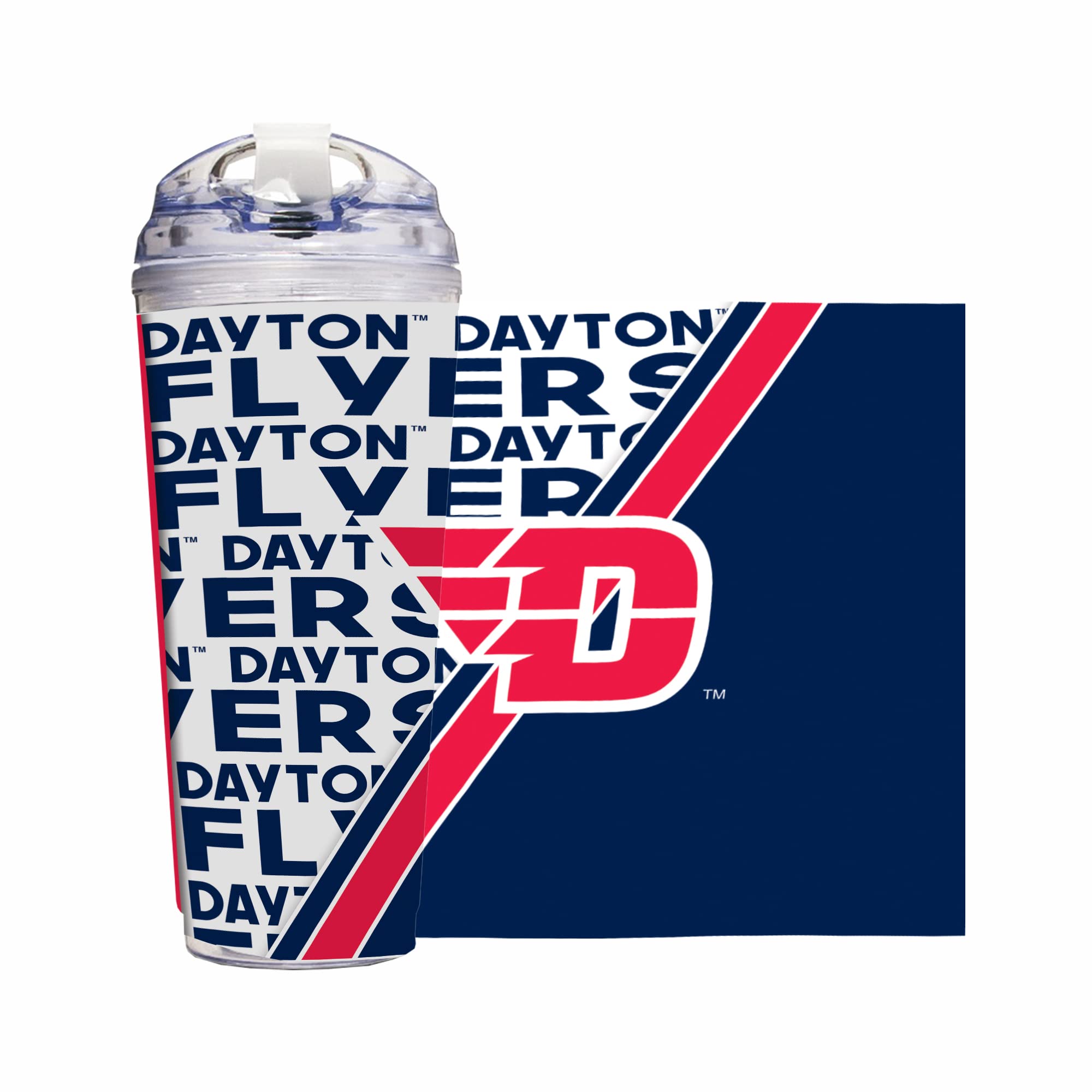 Gobelet double paroi Dayton Flyers de 710 ml avec couvercle à charnière utile