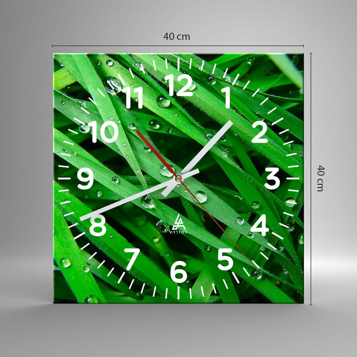 Horloge Murale Verre ARTTOR 40x40 Cm - Silencieuse, Motif Nature, Décoration Salon