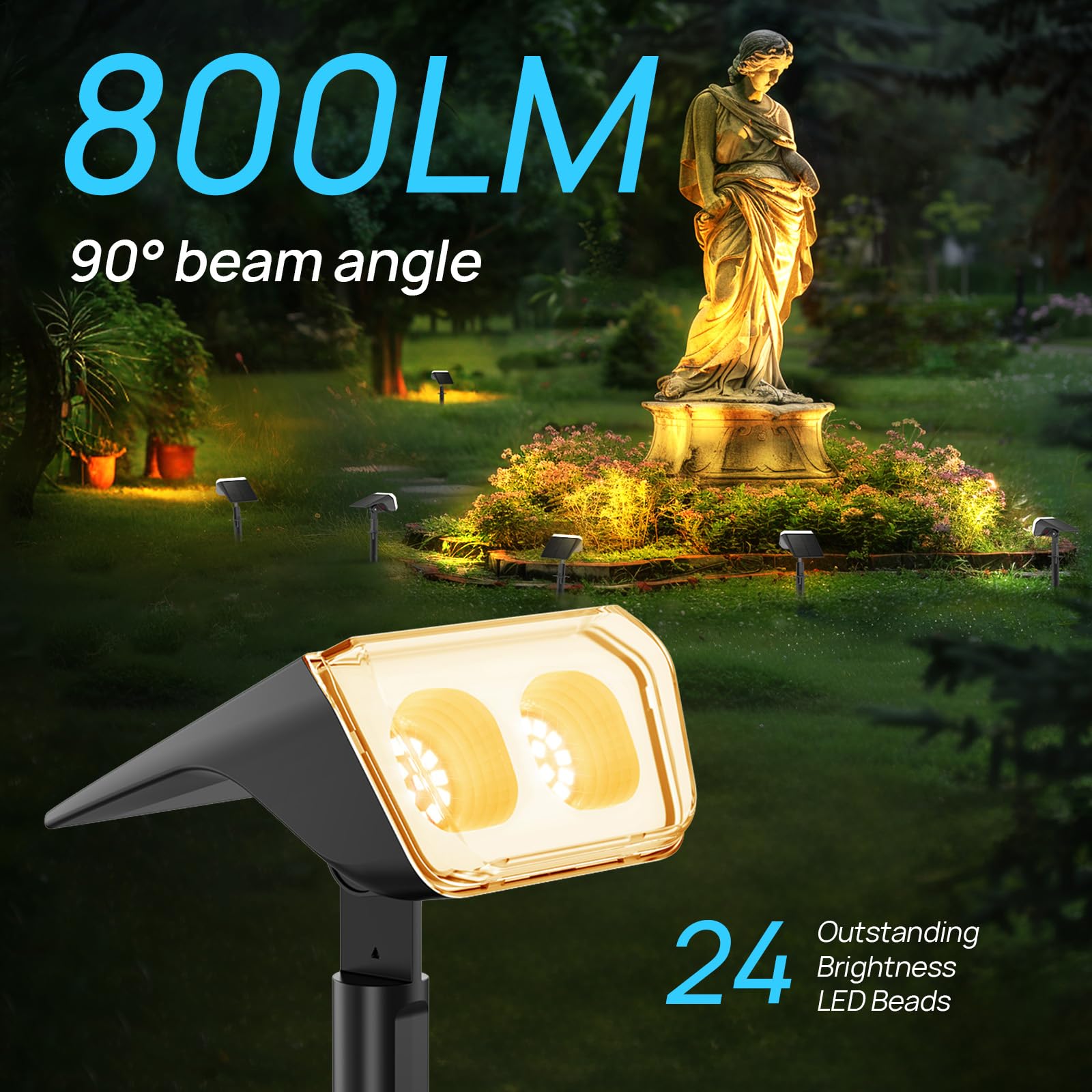 Consciot Solarstrahler Außen Wasserdicht, 24 LED Dusk-to-Dawn Solarstrahler, 2 in 1 Verstellbare Wandleuchten, Warmweiß Solar Landschaft Strahler für Garten Hof Wand Gehweg, 6 Pack