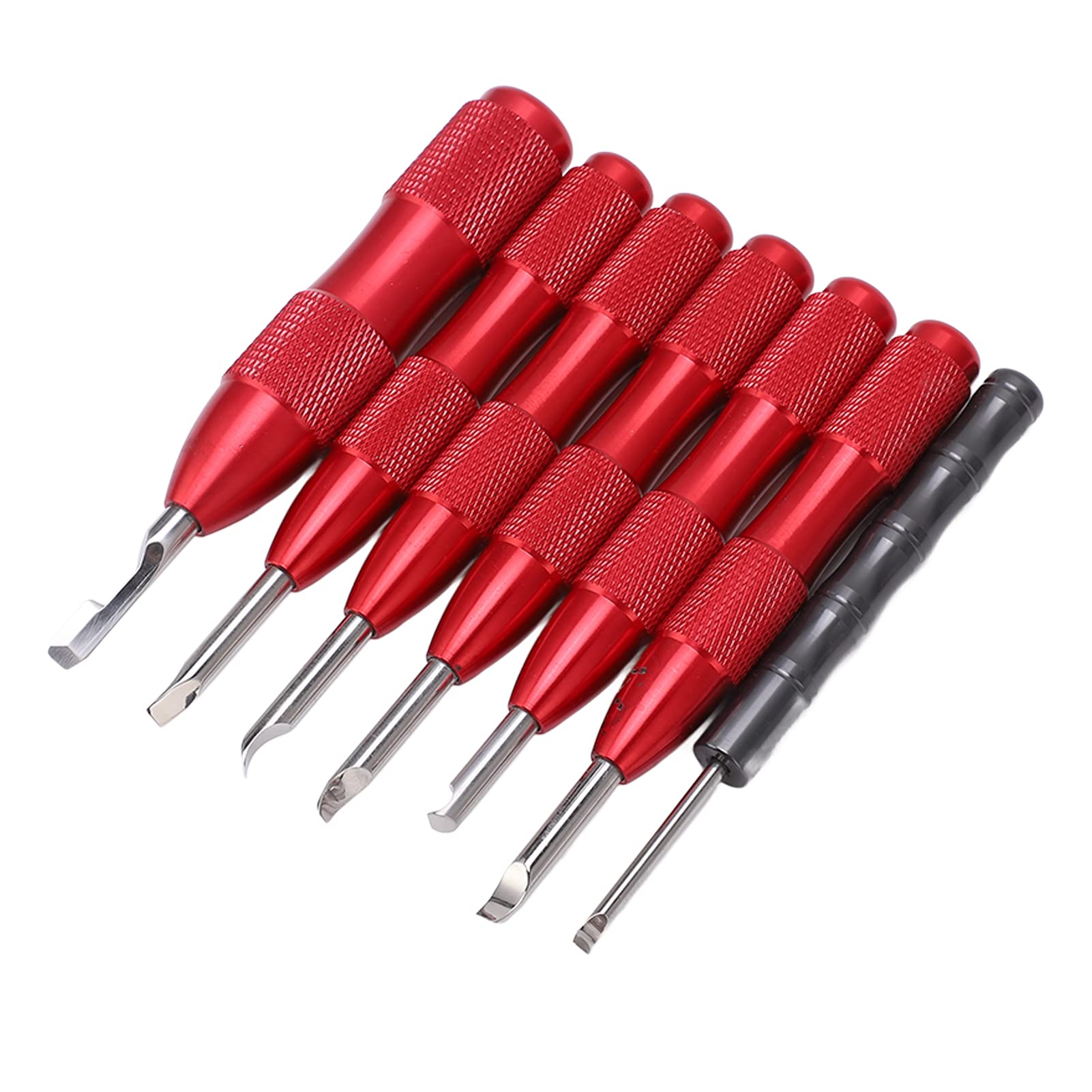 Juego de 7 herramientas para abrir tapa trasera de reloj, kit profesional para quitar cajas de relojes, herramientas de palanca de aleación de aluminio de múltiples (Roja)