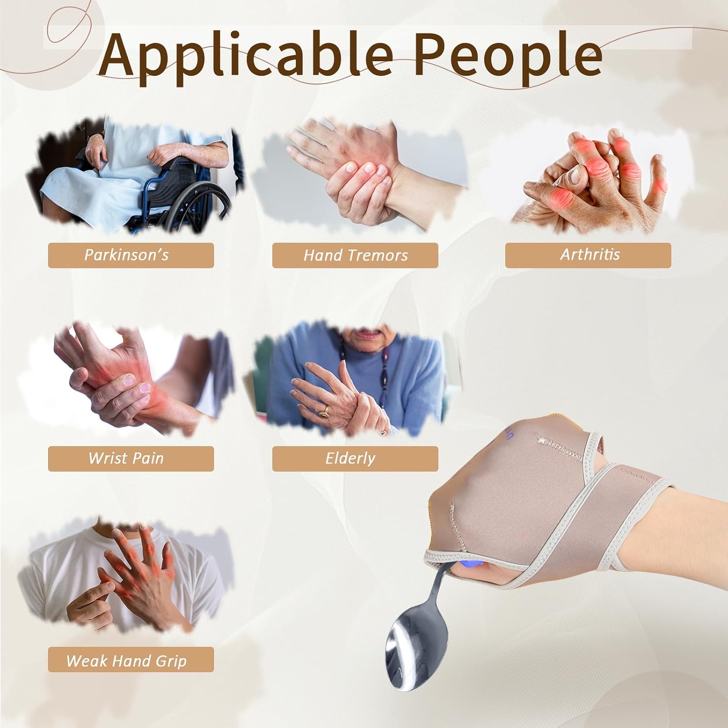 Adaptive Utensils with Universal Elastic Utensil Holder Cuff Set,Eating Utensils Easy Grip for Hand Tremors,Parkinsons or Disabled (Purple, Left Fork and Spoon and a Universal Cuff Set)