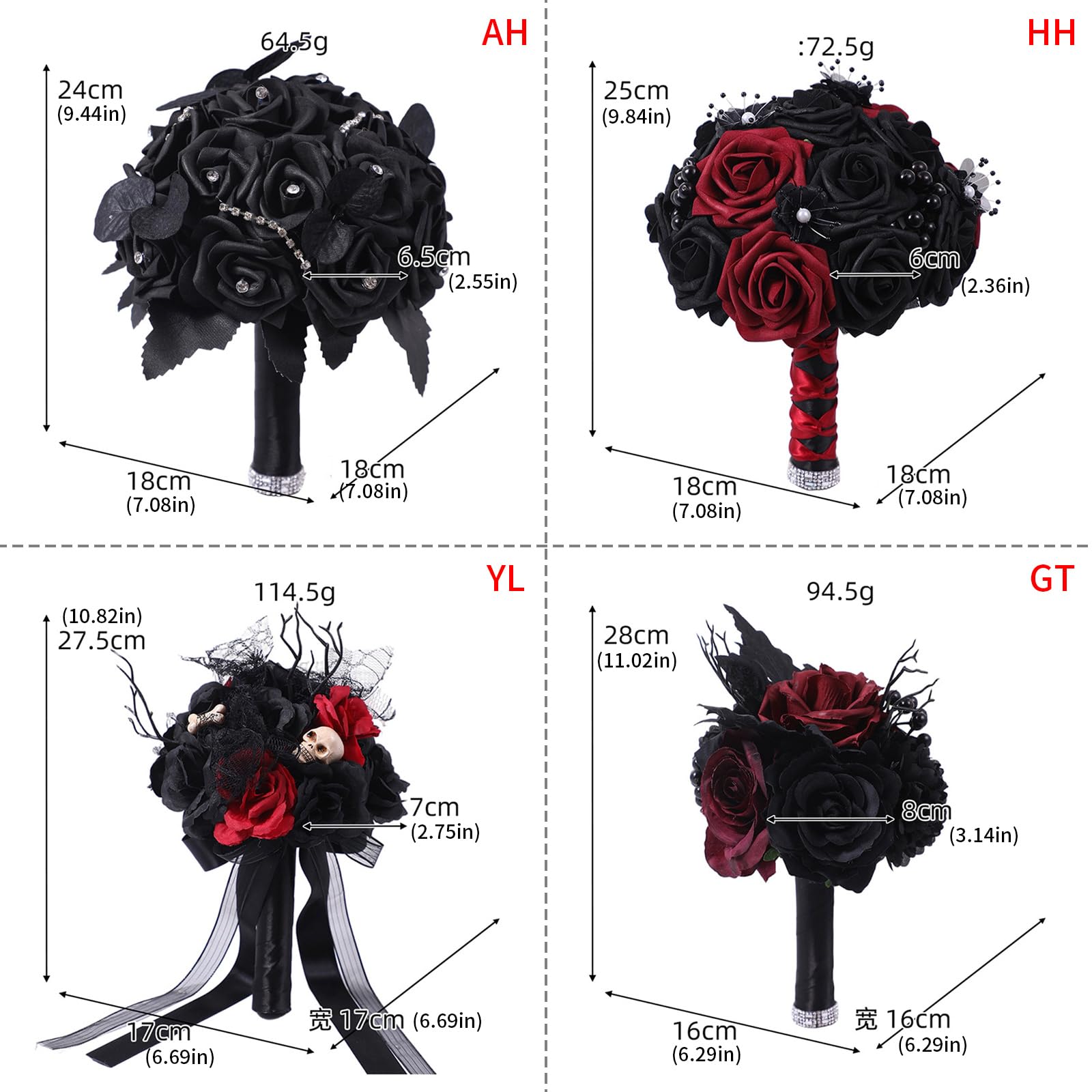 Bouquet de mariage sombre style gothique noir et bordeaux rose pour mariée