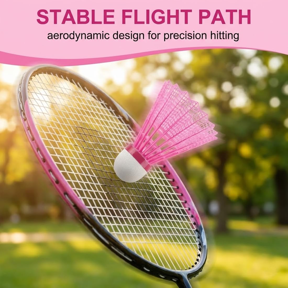 Set da 12 Volano Badminton - Volani per Esterno con Traiettoria Stabile - Palline Speedminton per Allenamento, Tempo Libero e Principianti - Bianco, Giallo, Rosa