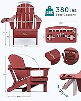 Vista 122 de SERWALL - Silla plegable Adirondack para patio, jardín, exterior, resistente a la intemperie, sillas para hoguera, color naranja