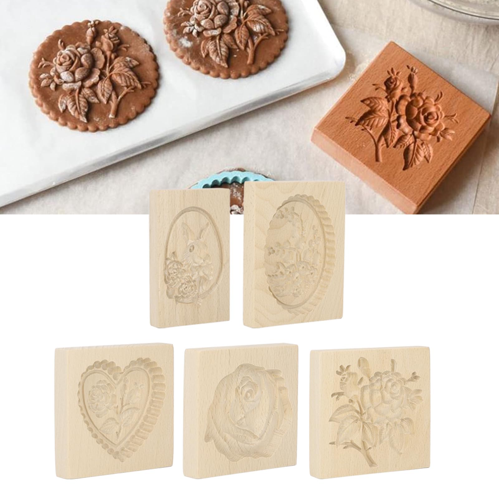 Topyond Moule à Biscuits En Bois, Emporte-pièces De Noël