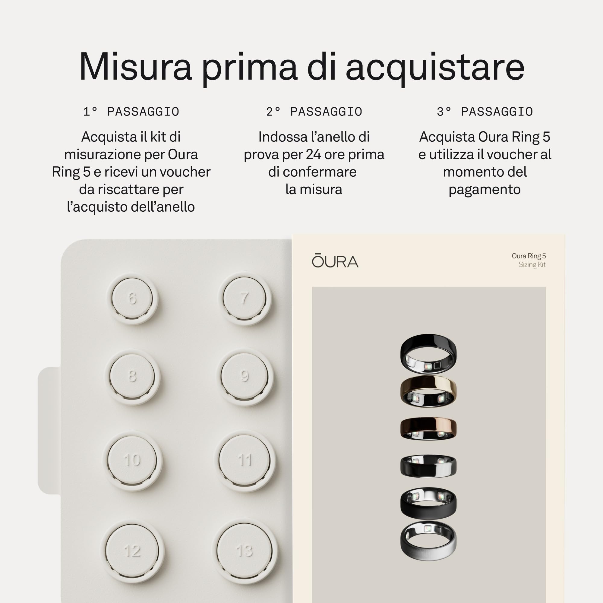 OURA Ring 5 Black - Misura 9 - Misura la taglia prima dell'acquisto