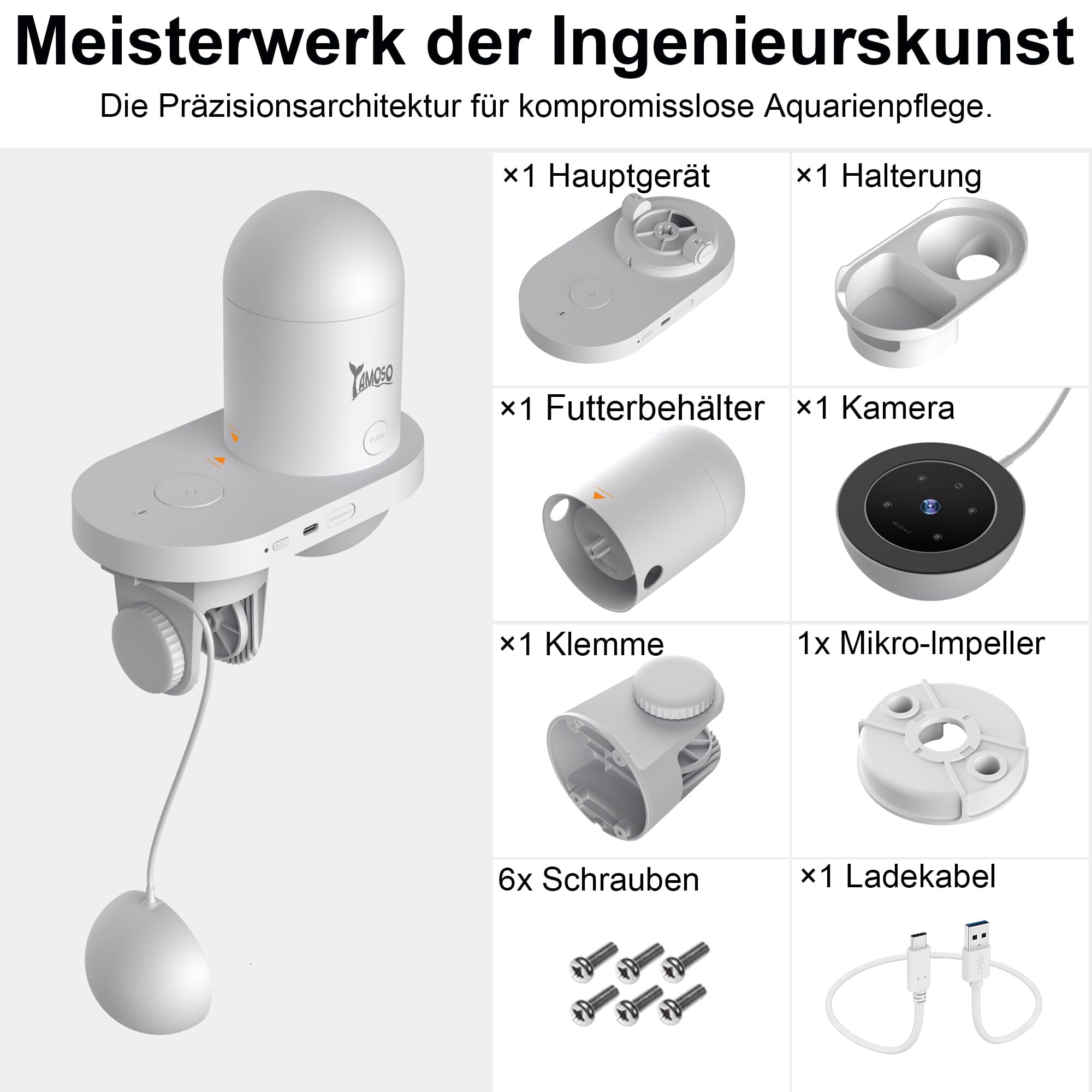 WiFi Futterautomat Aquarium mit Kamera, 2.4/5G WLAN Smart App, 0,2g Visuelle Präzision Fischfutter Automat, 230ML Fisch Futterspender für die Tägliche/Urlaub, Meerwasser und Süßwasseraquarien